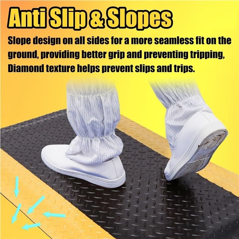 Anti Fatigue Mats Industrial 2/2.5/3 CM Thick Ergonomic Standing Floor Mat for Standing Heavy Duty Commercial Diamond Plate Border Safety Mat Support for Leg Pain
