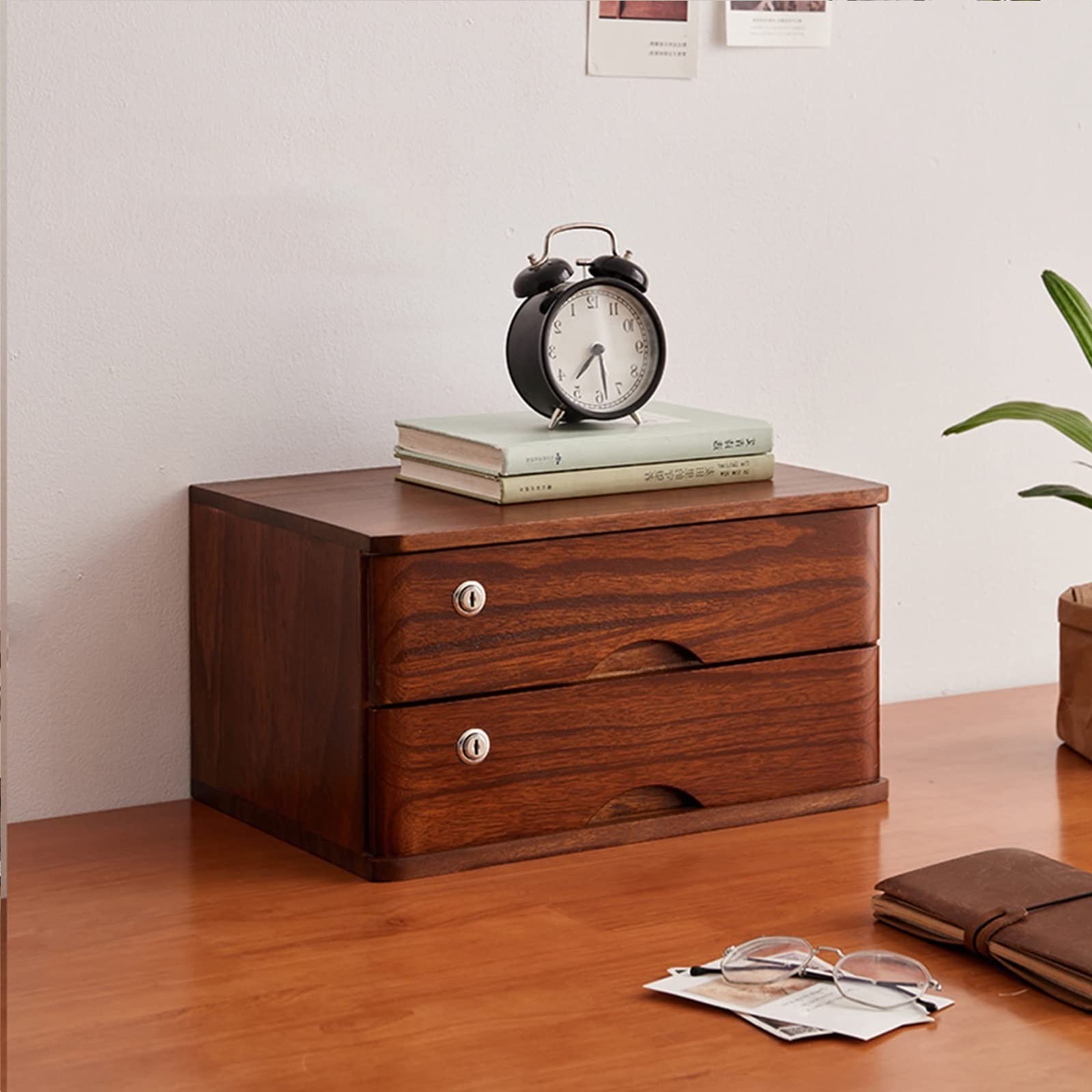 ZGLINMZ Lockable Wooden Desktop File Storage Cabinet