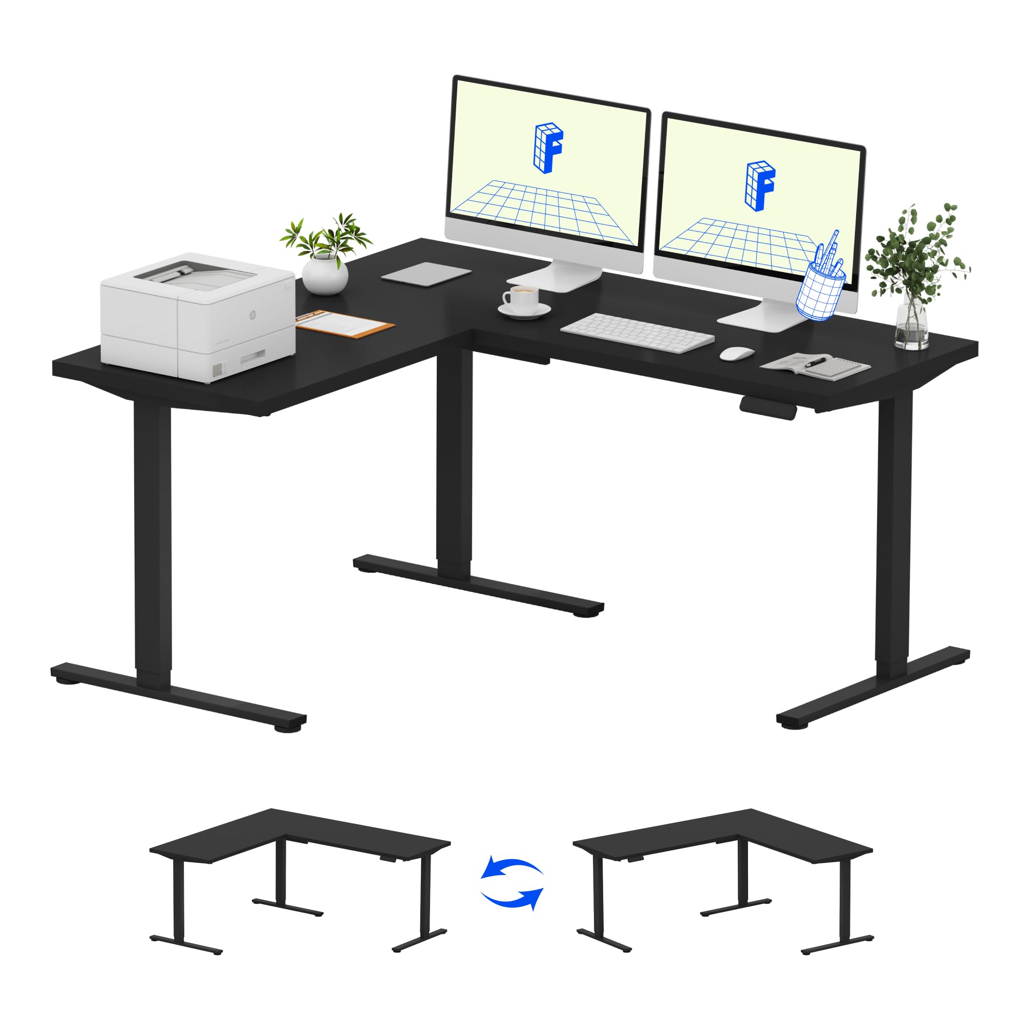 FLEXISPOT L-Shaped Height-Adjustable Corner Standing Desk