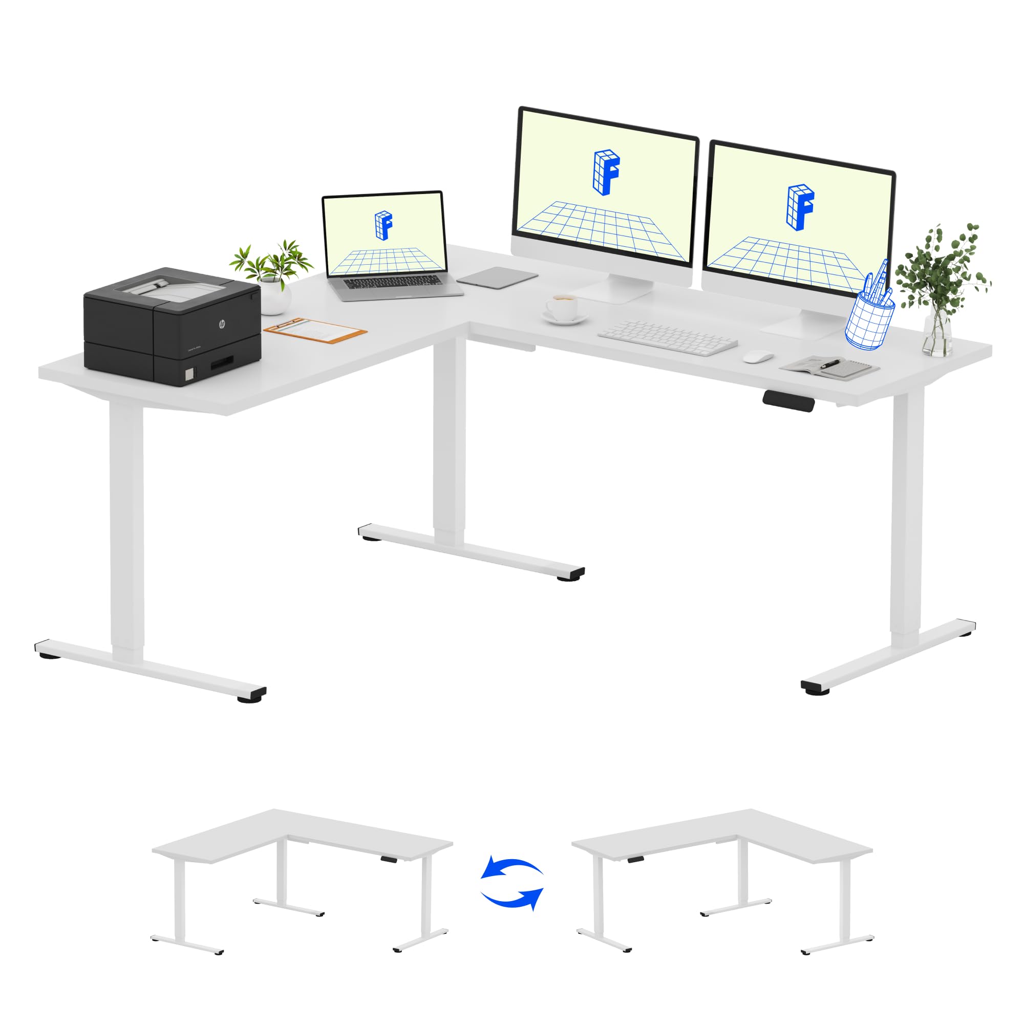 FLEXISPOT L-Shaped Height-Adjustable Corner Standing Desk