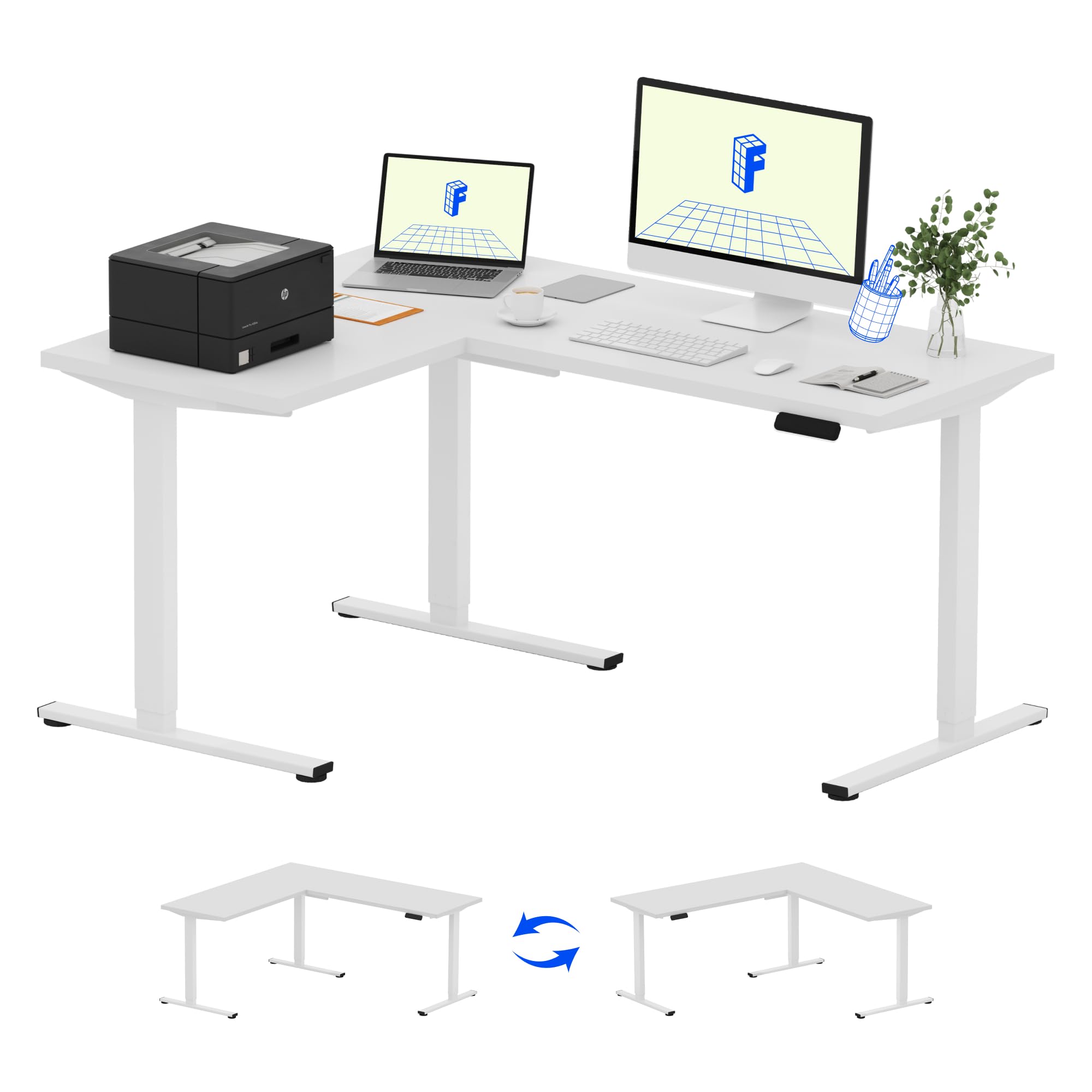 FLEXISPOT L-Shaped Height-Adjustable Corner Standing Desk