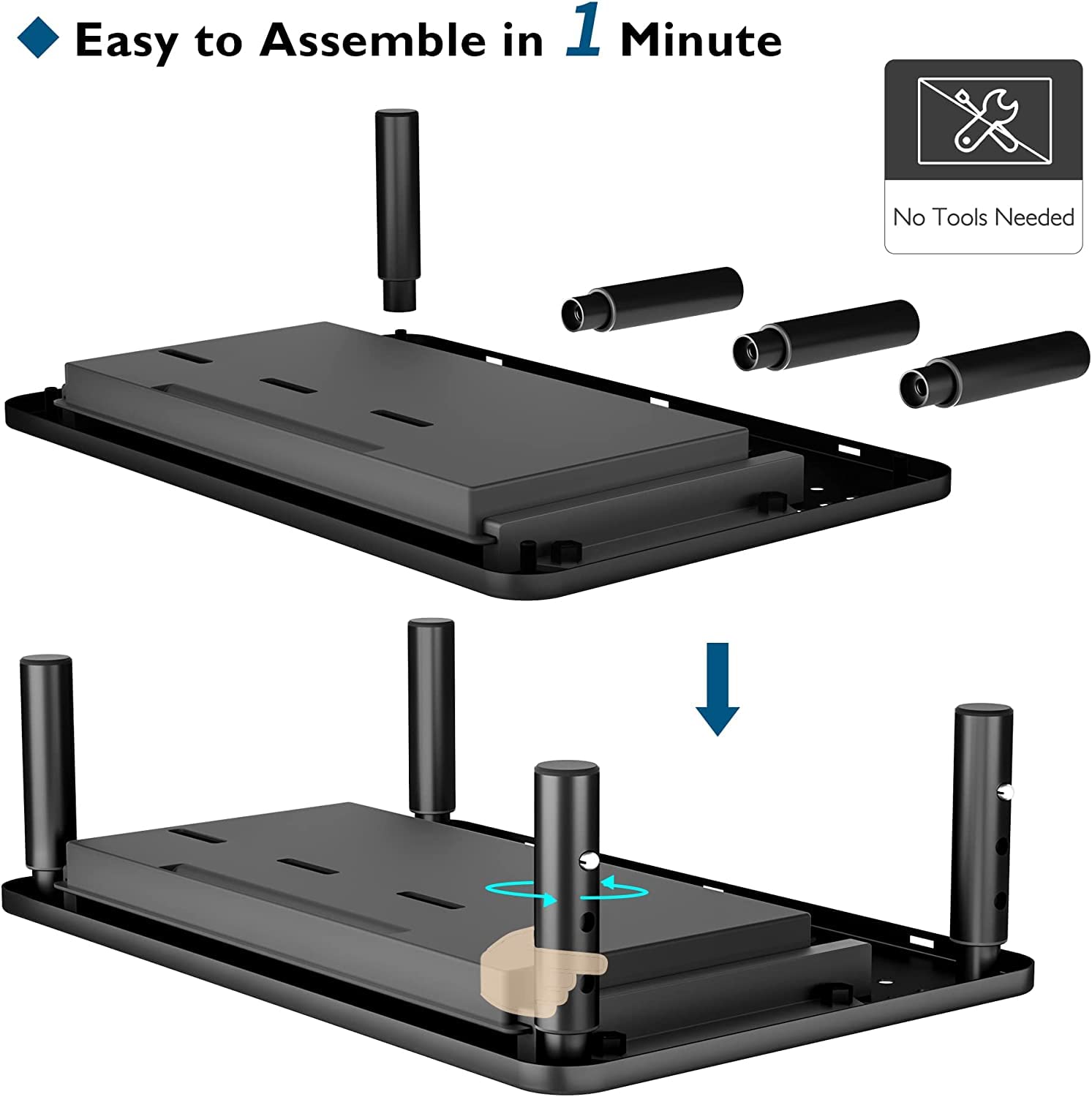 BONTEC 4 Pack Adjustable Monitor Stand Riser with Drawer, Supports 44lbs