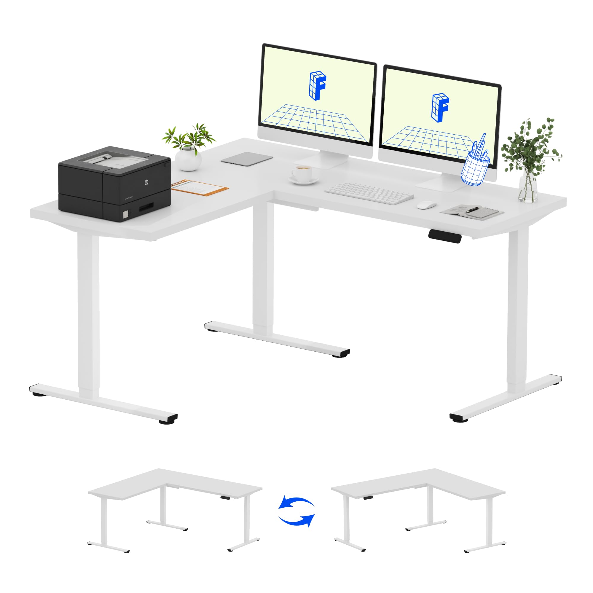 FLEXISPOT L-Shaped Height-Adjustable Corner Standing Desk
