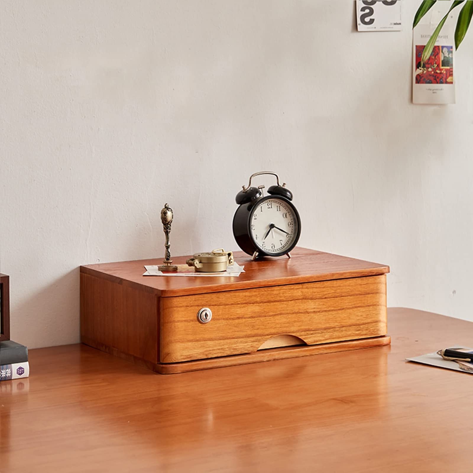 ZGLINMZ Lockable Wooden Desktop File Storage Cabinet