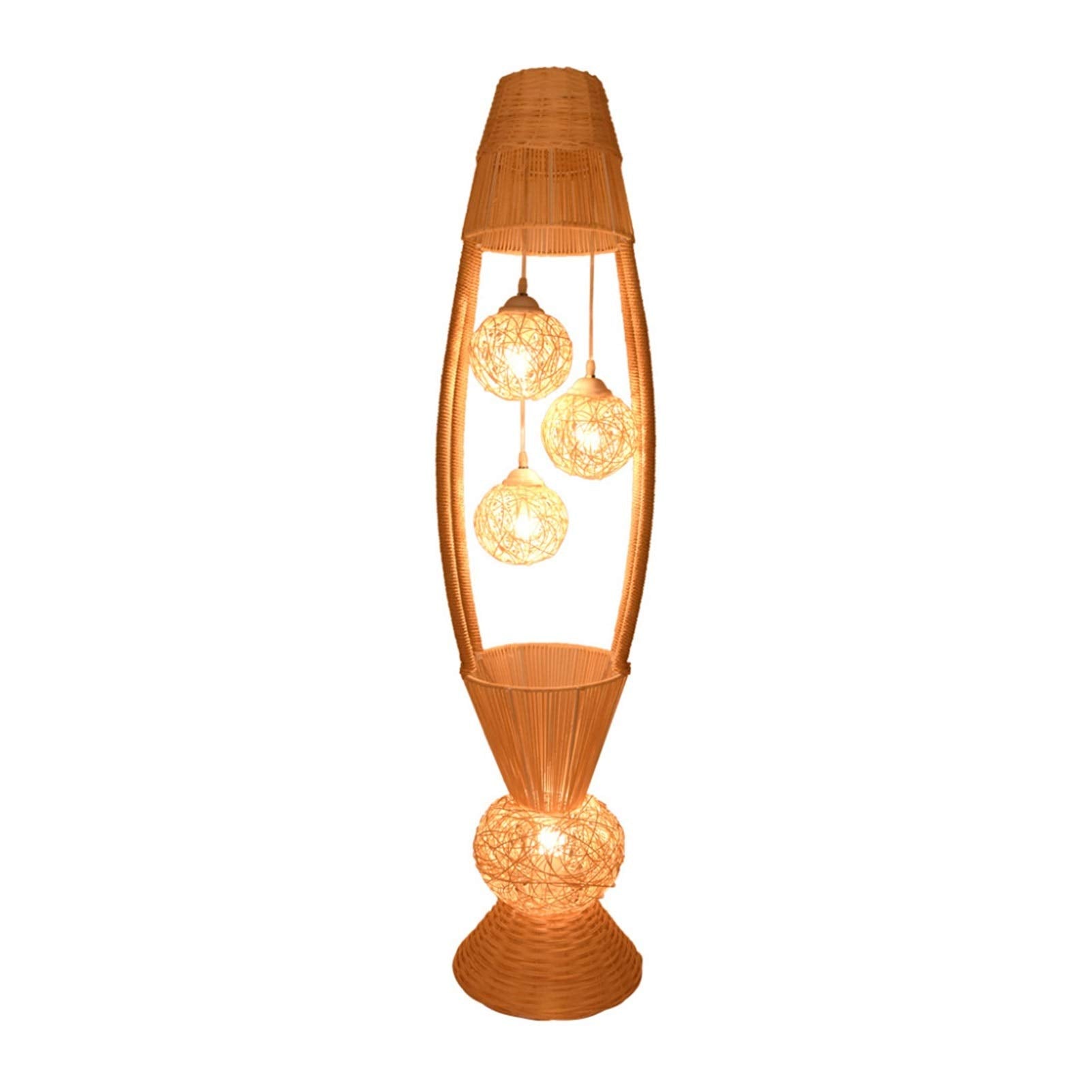 LSSOAZZVVN Modern Simple Southeast Asia Rattan Floor Lamp Living Room Bedroom Study Creative Warm Romantic Wood Japanese Floor Light