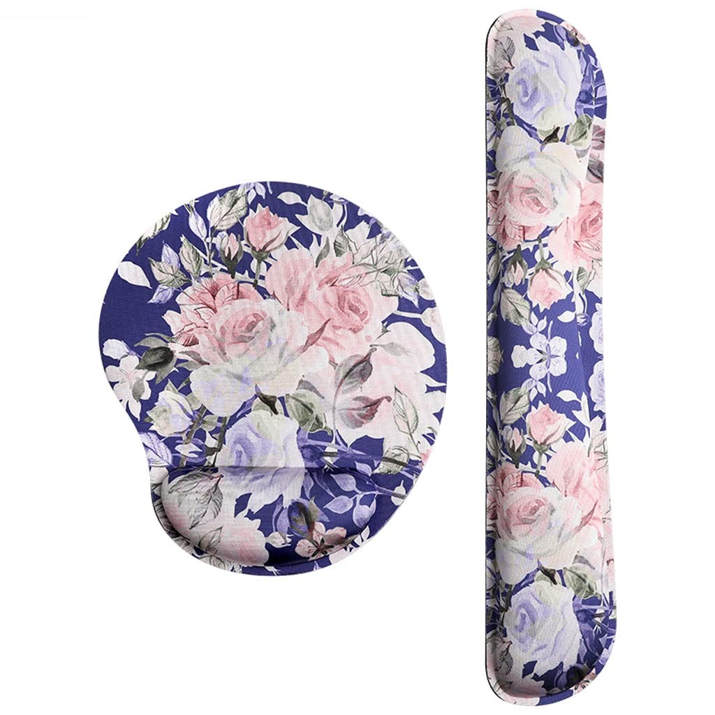 WERFOGH Memory Foam Keyboard & Wrist Rest Desk Mat Set