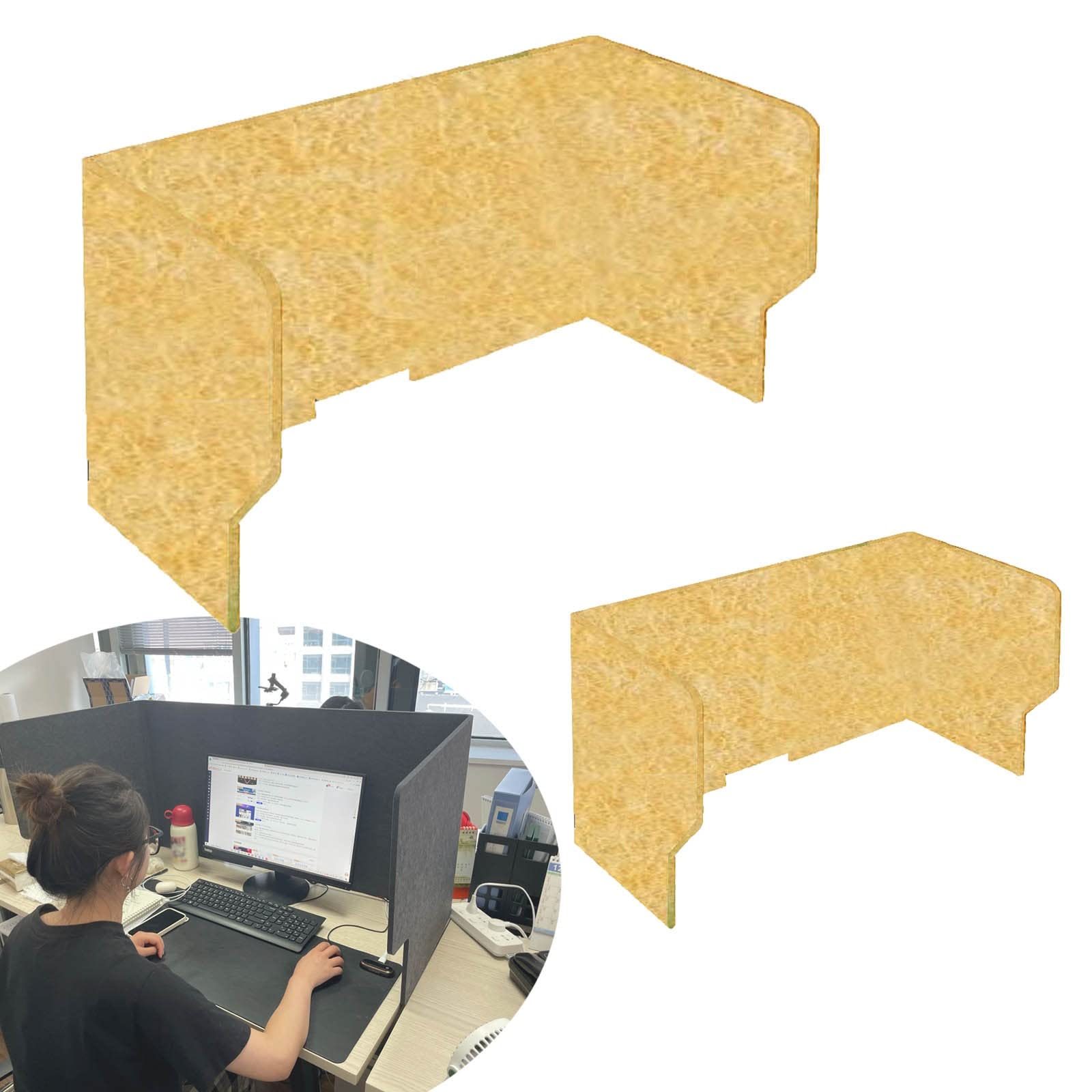 Freestanding Acoustic Desk Dividers Desk Panel,Panel, 2 Pcs Classroom Desktop Privacy Panel, Reduce Noise and Visual Distractions with This Lightweight Desk Mounted Privacy Panel (Color : Dark Camel