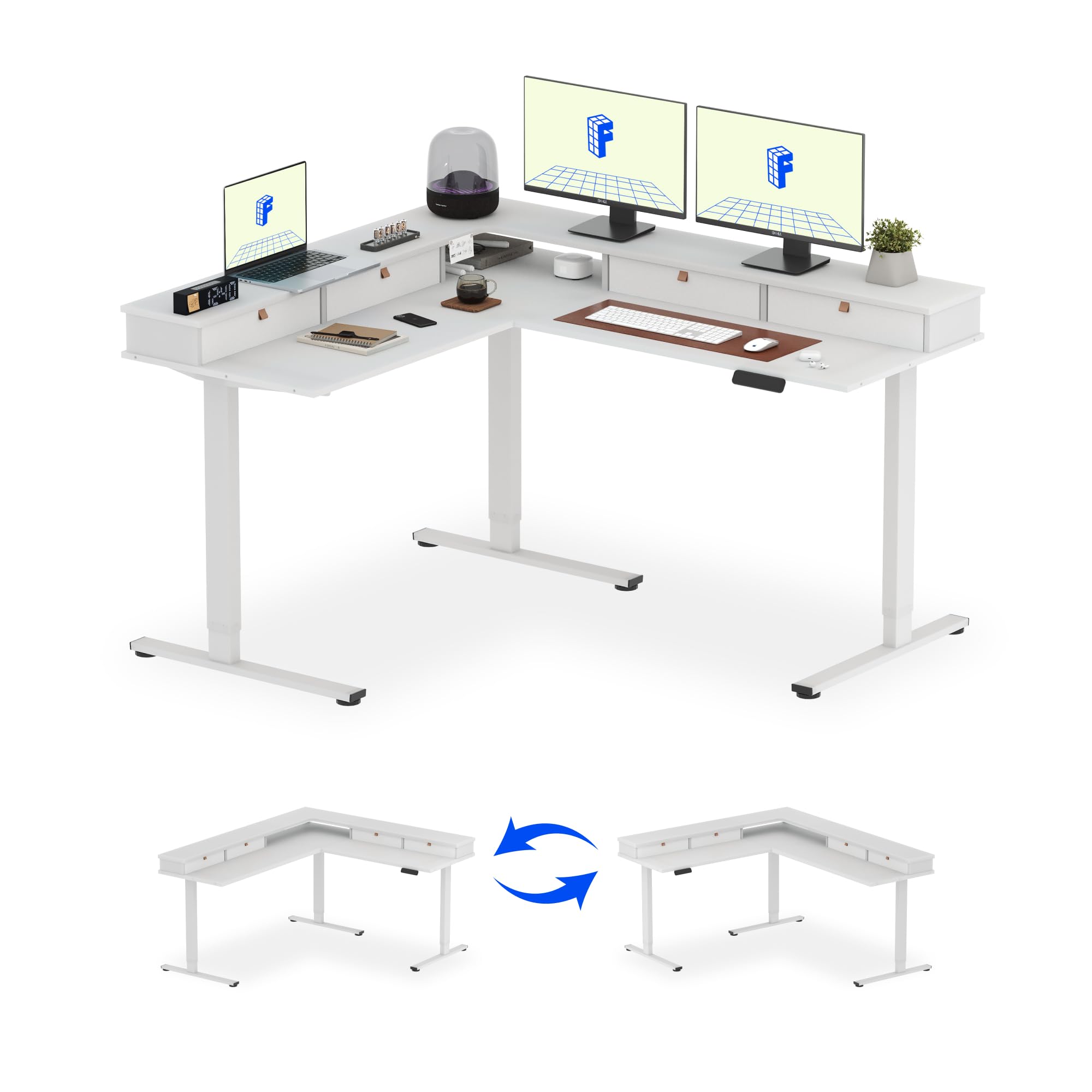 FLEXISPOT L-Shaped Height-Adjustable Corner Standing Desk