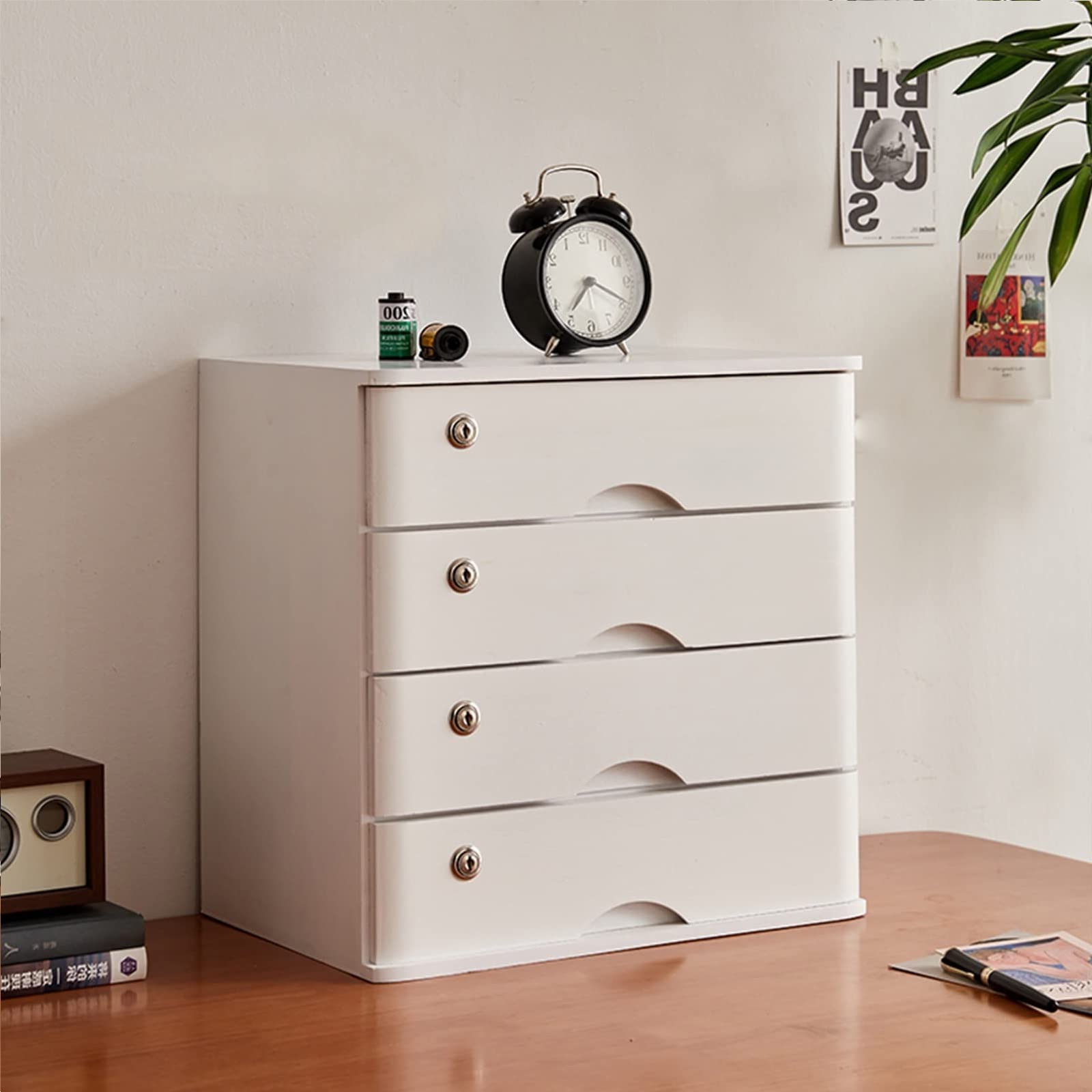 ZGLINMZ Lockable Wooden Desktop File Storage Cabinet