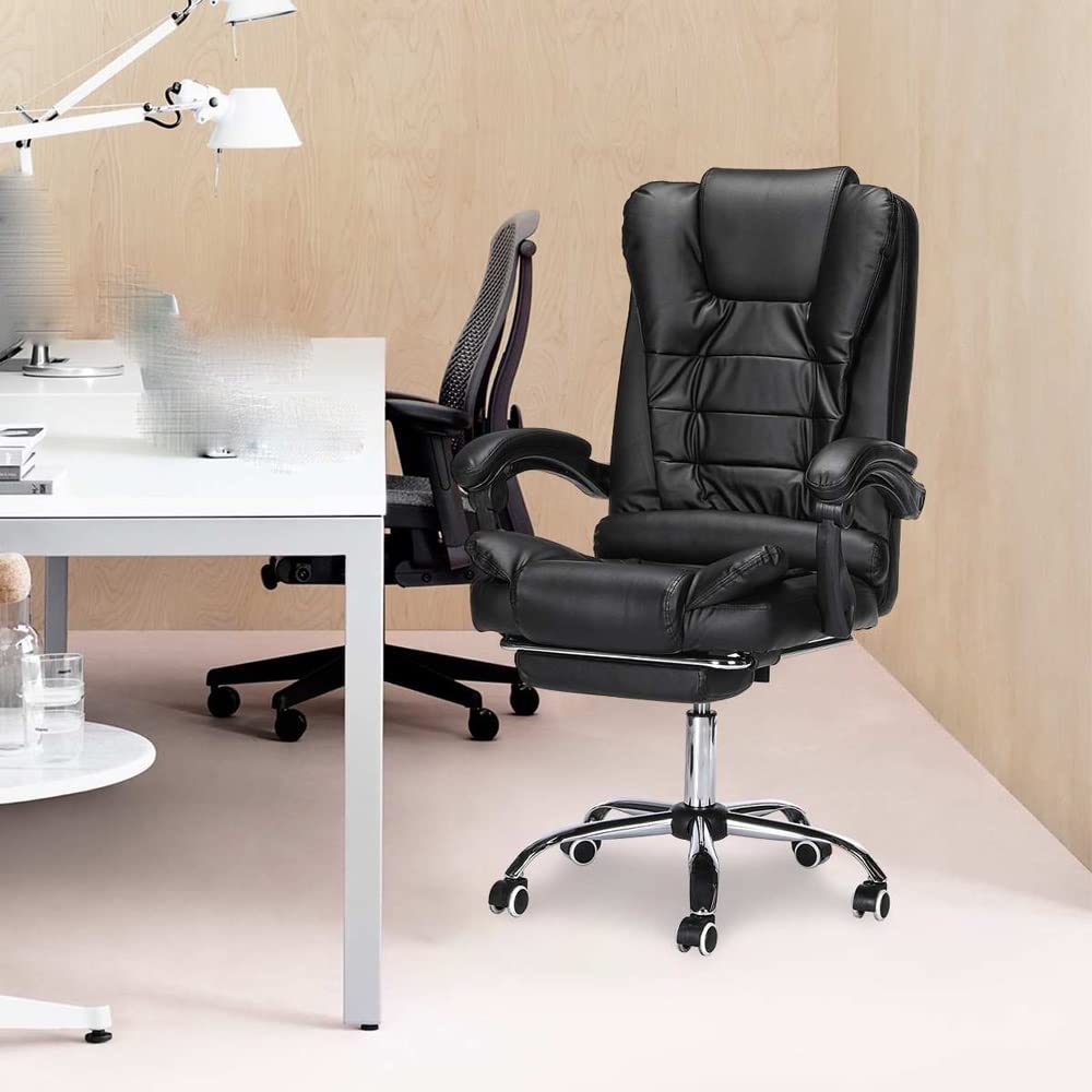YNBJIL Adjustable Massage Office Chair Reclining High Back Chair Big Tall Leather Ergonomic Swivel Chair with Footrest