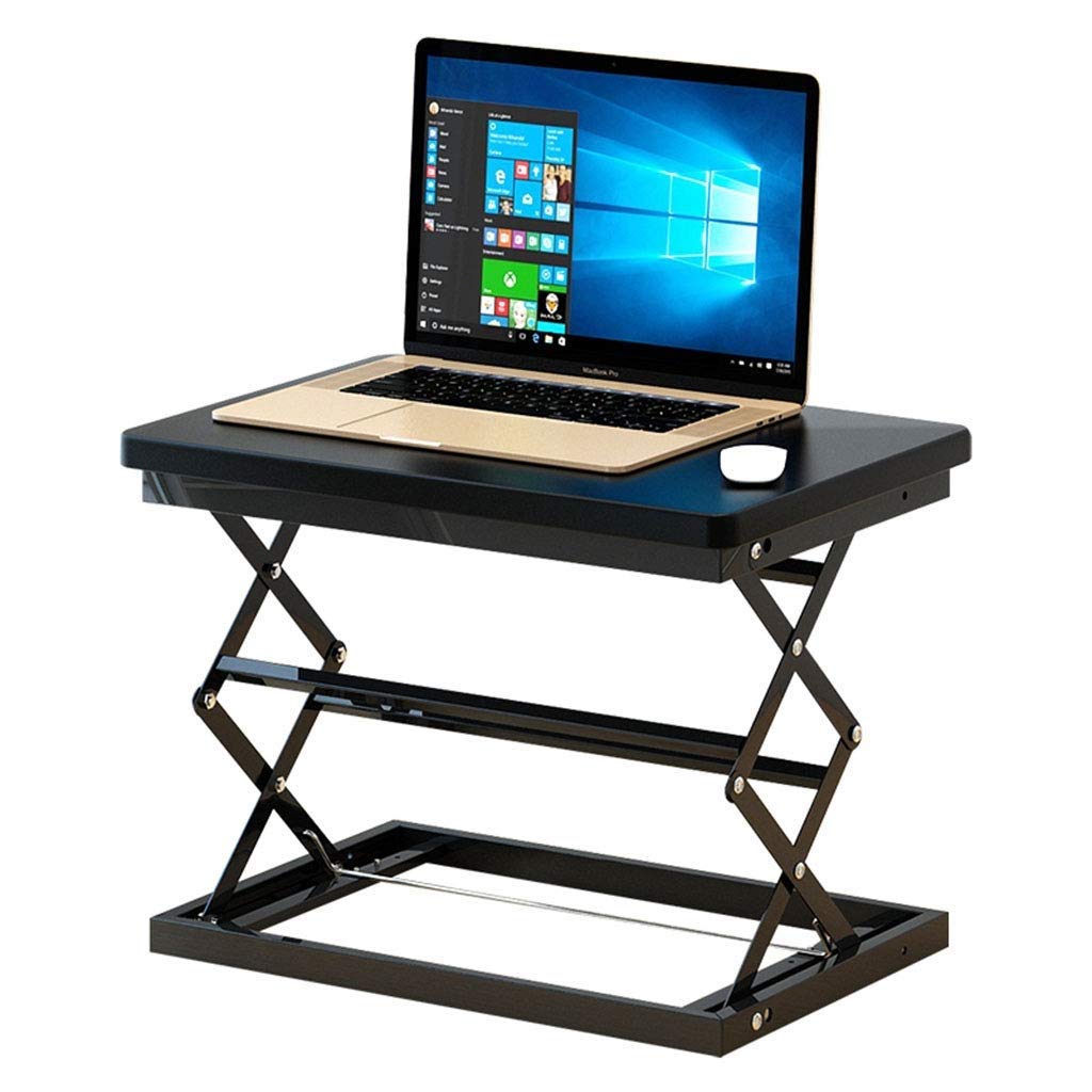 MVUYO Compact & Solid Aluminum Standing Desk, Desktop Platform Height Adjustable w/Smooth Air Assist, Instant Sit Stand Converter & Monitor Laptop Computer Riser at Home & Office (White)