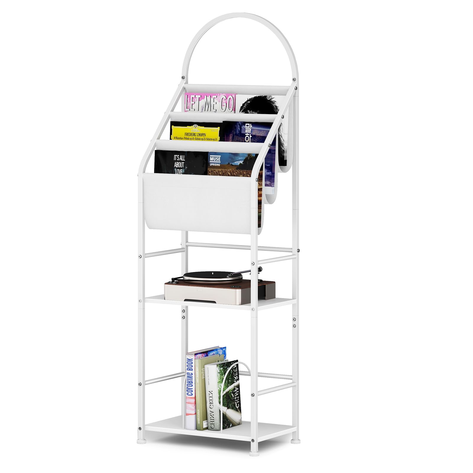 Leadpro 3-Tier Bookshelf & Vinyl Record Storage Shelf