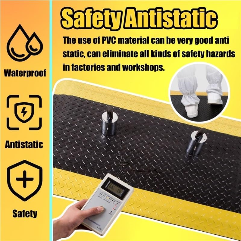 Anti Fatigue Mats Industrial 2/2.5/3 CM Thick Ergonomic Standing Floor Mat for Standing Heavy Duty Commercial Diamond Plate Border Safety Mat Support for Leg Pain