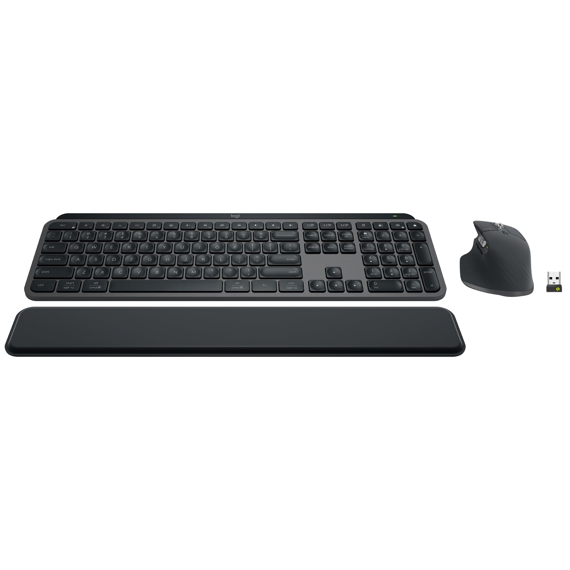 Logitech MX Keys S Combo - Performance Wireless Keyboard and Mouse with Palm Rest, Customizable Illumination, Fast Scrolling, Bluetooth, USB C, for Windows, Linux, Chrome, Mac, Pack of 4