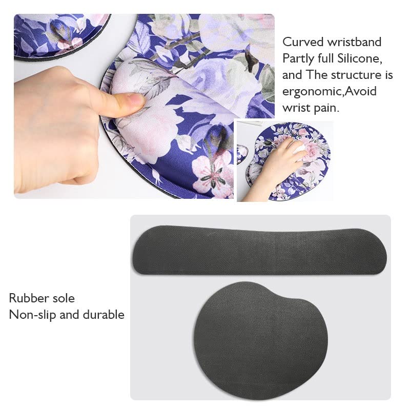 WERFOGH Pad Wrist Rest Rubber Base Memory Foam Set Desk Mat with Keyboard pad