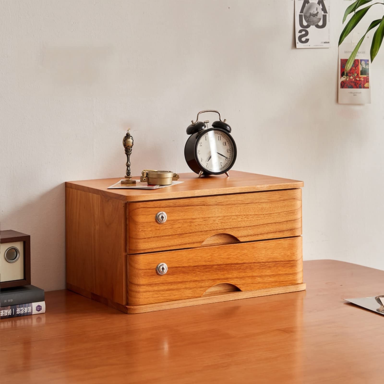 ZGLINMZ Lockable Wooden Desktop File Storage Cabinet