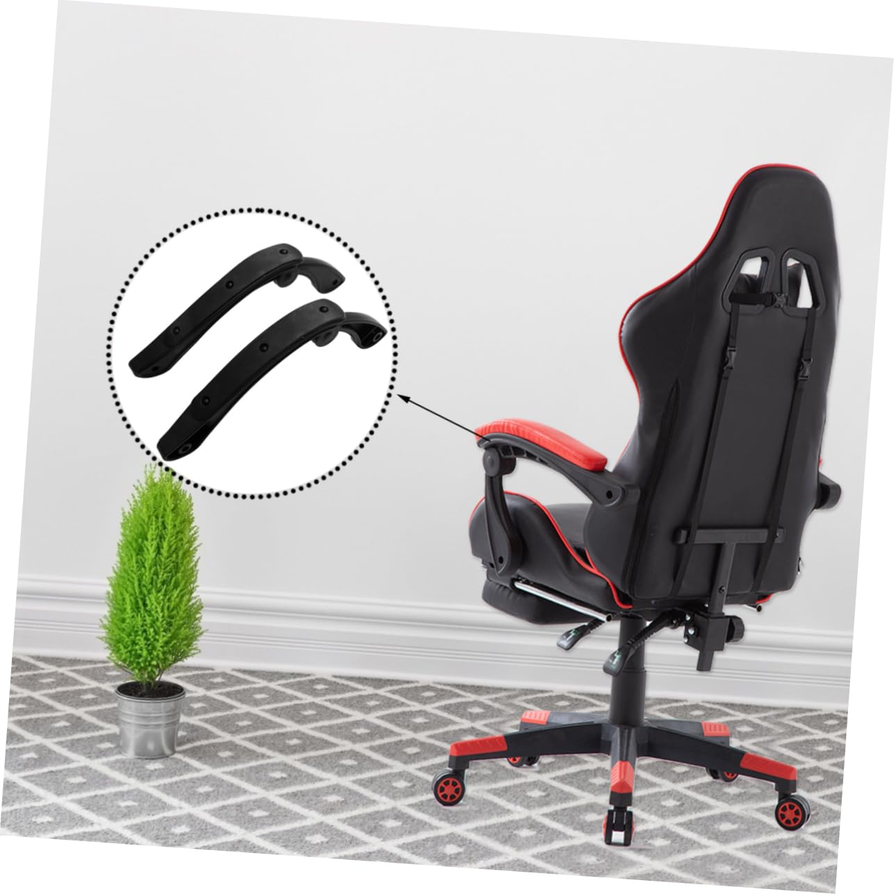 NUOBESTY 2pcs Universal Chair Armrest Accessories for Computer and Office Chairs Movable Plastic Handrail in Black Sturdy Replacement Parts for Enhanced Comfort