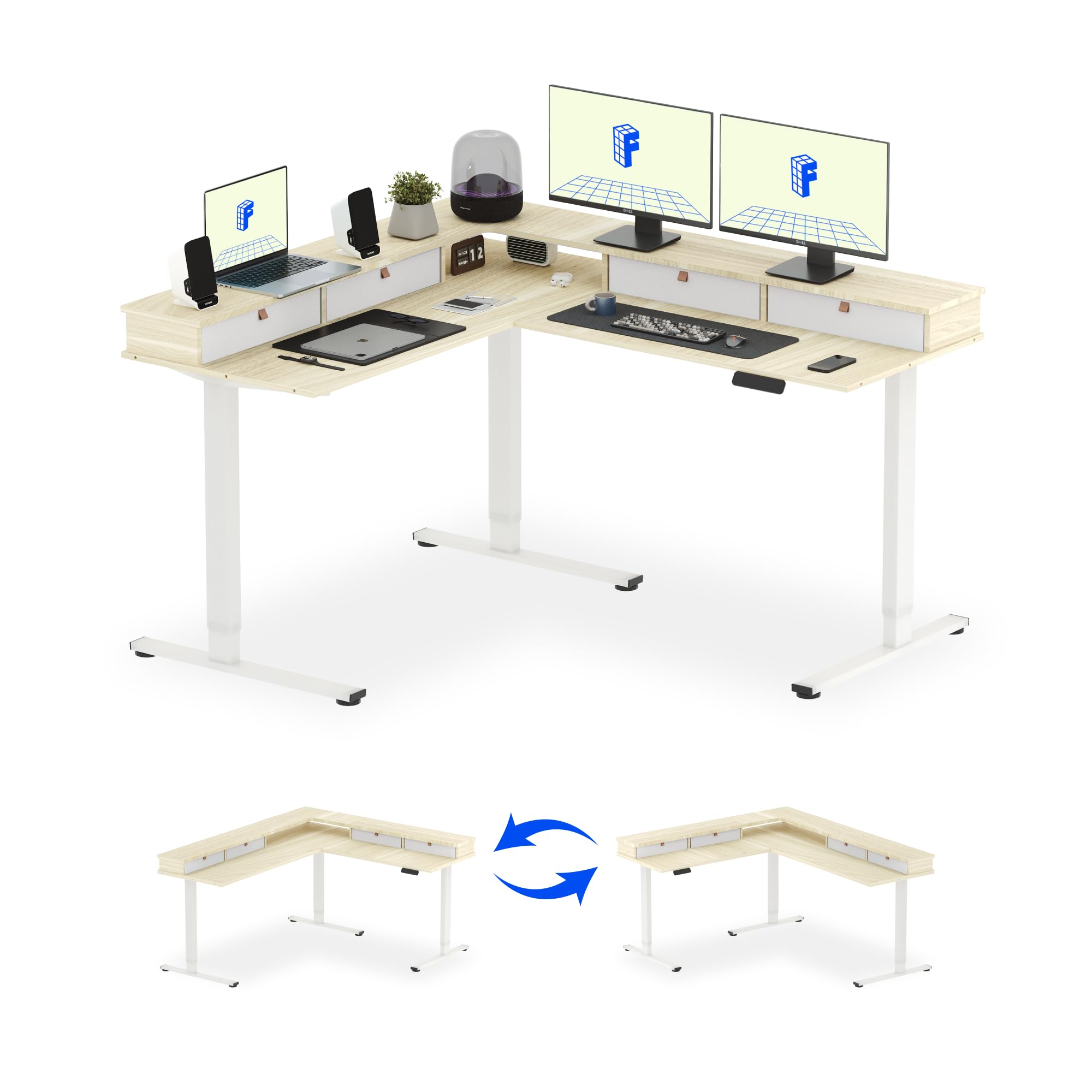 FLEXISPOT L-Shaped Height-Adjustable Corner Standing Desk