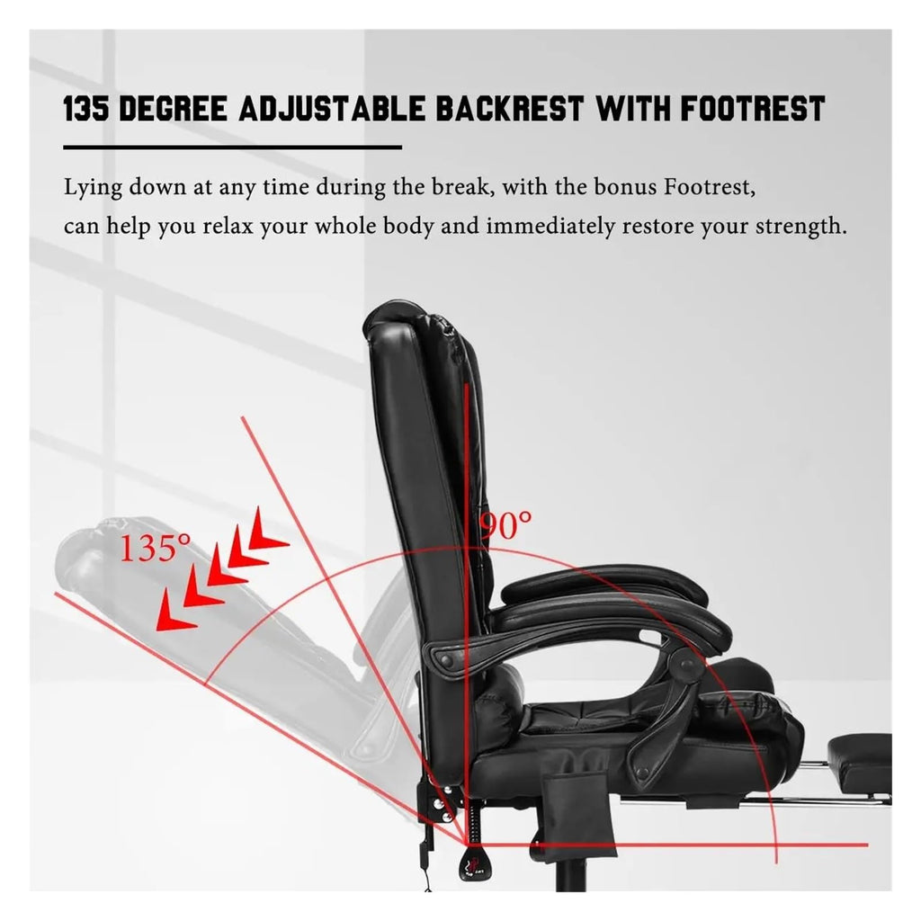 ZUIAI Adjustable Executive Massage Office Chair Reclining High Back Big Tall Leather Ergonomic Swivel Task Chair with Footrest