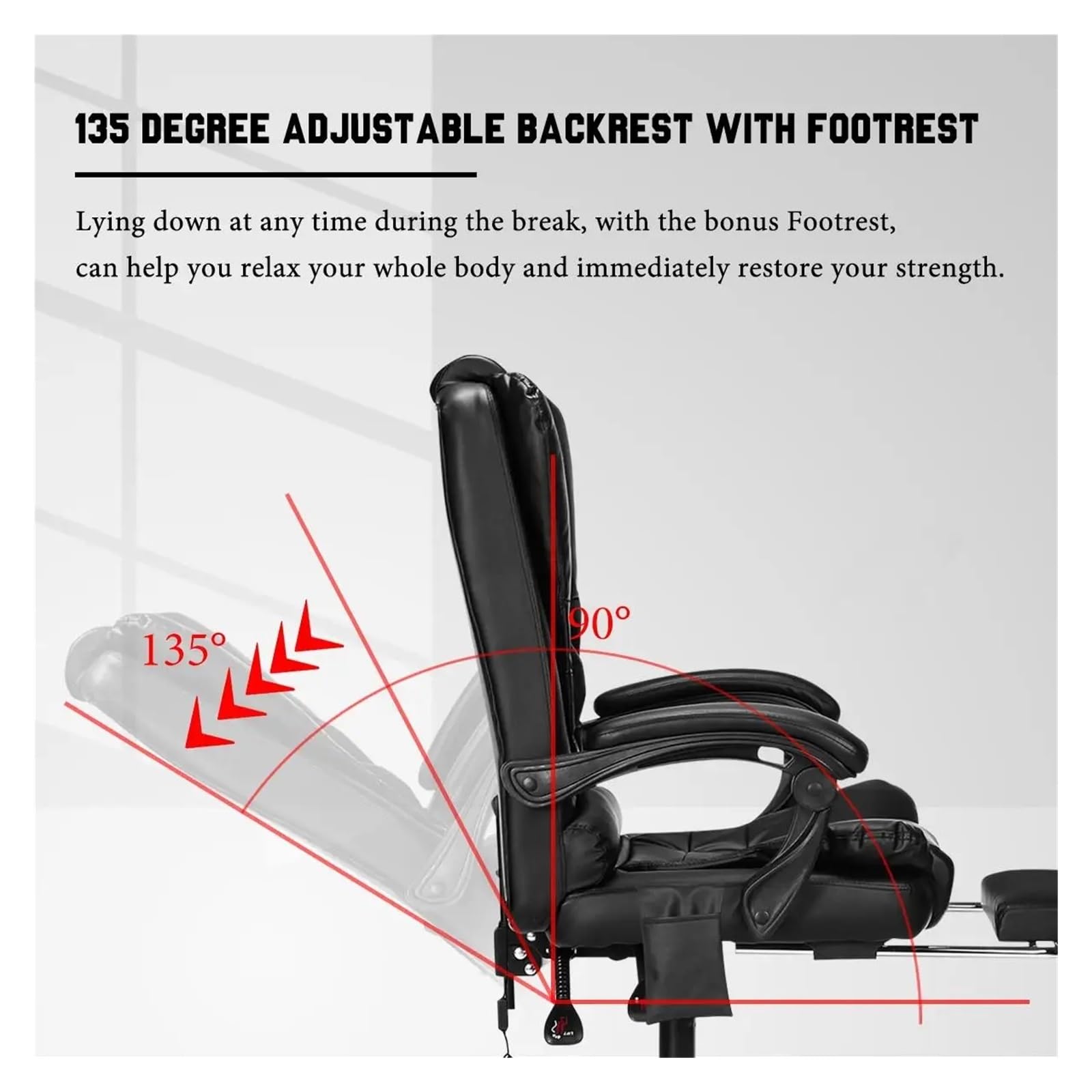 ZUIAI Adjustable Executive Massage Office Chair Reclining High Back Big Tall Leather Ergonomic Swivel Task Chair with Footrest