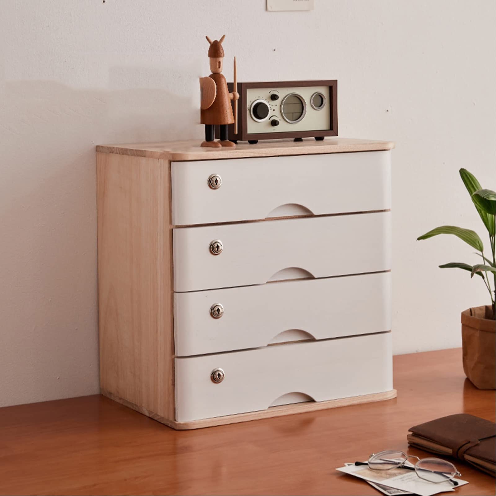 ZGLINMZ Lockable Wooden Desktop File Storage Cabinet