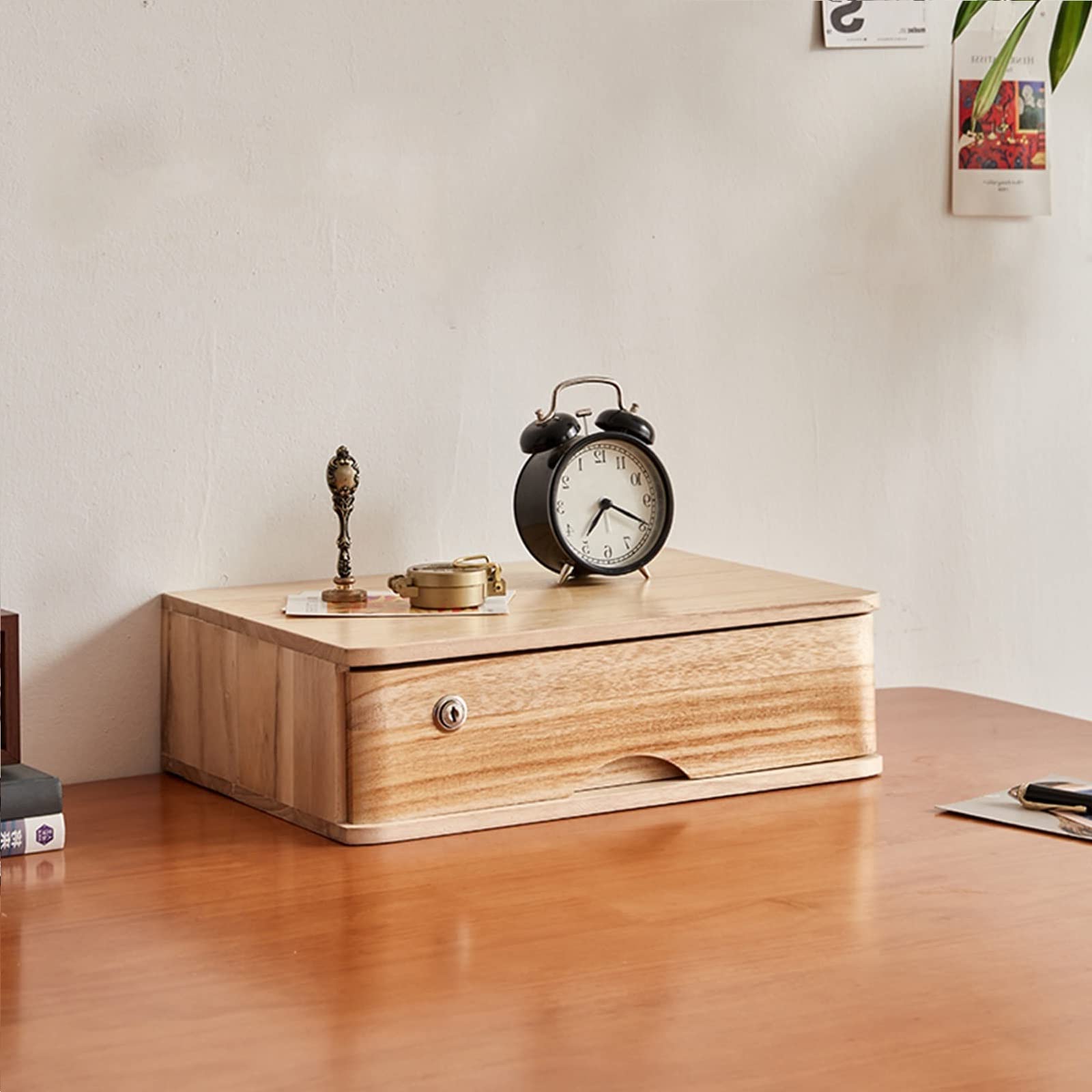 ZGLINMZ Lockable Wooden Desktop File Storage Cabinet