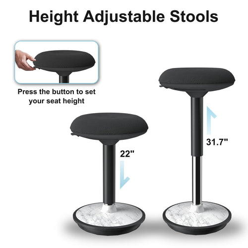 ERGO COLLECT Adult Wobble Stool - Anti-Fatigue Standing Desk Stool with 360° Rocking Non-Slip Curved Base, Height Adjustable 22-32 Inch Standing Chair for Home & Office,Faux Marble