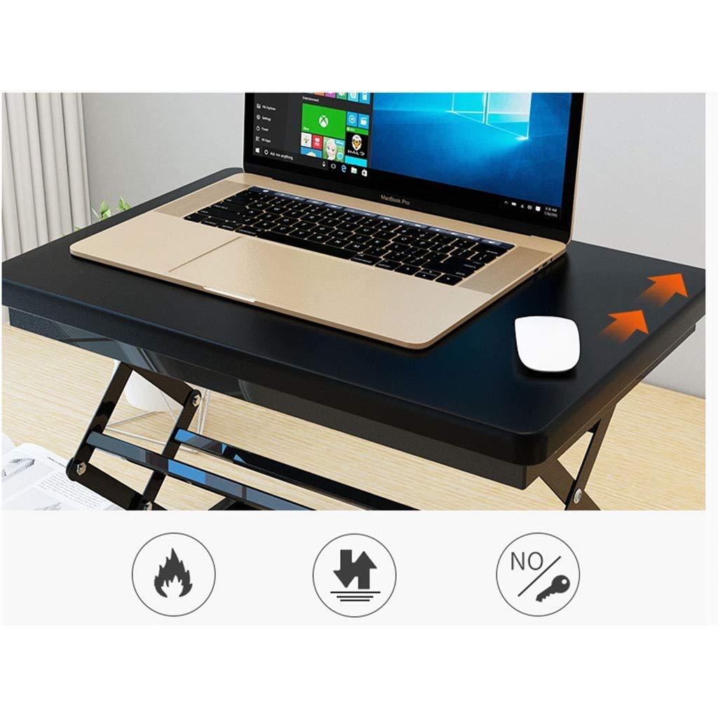 MVUYO Compact & Solid Aluminum Standing Desk, Desktop Platform Height Adjustable w/Smooth Air Assist, Instant Sit Stand Converter & Monitor Laptop Computer Riser at Home & Office (White)