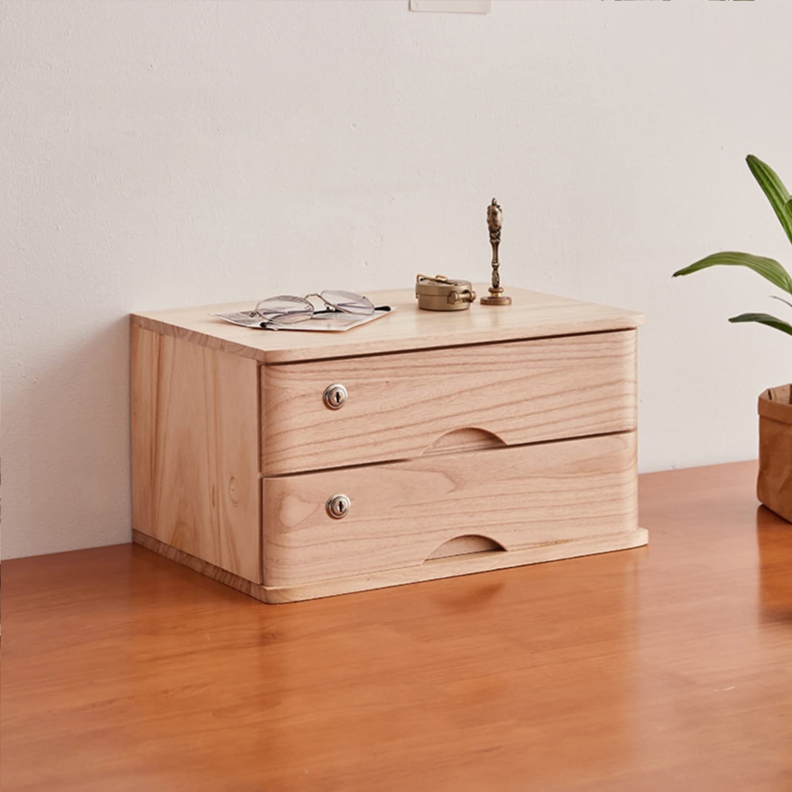 ZGLINMZ Lockable Wooden Desktop File Storage Cabinet
