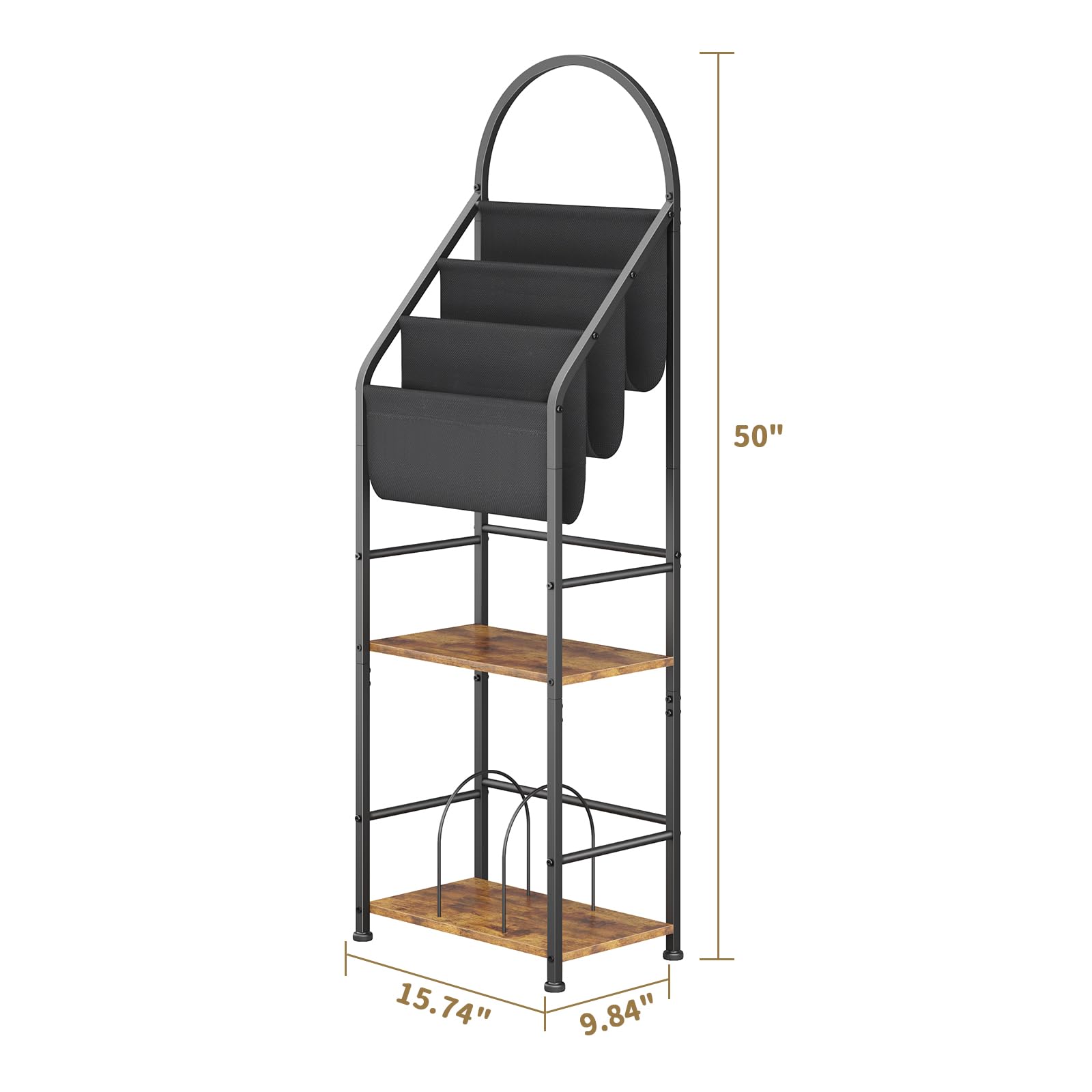 Leadpro Bookshelf with 3 Tier Vinyl Holder Display Shelf, Record Storage Organizer Rack Cabinet for Book Magazine, Tall Industrial Open Book Shelves with Metal Frame for Living Room