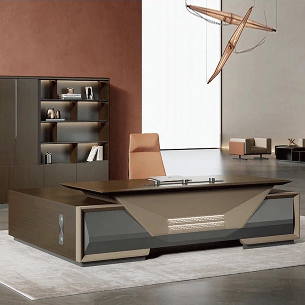 RAYFOKPK 94.5"/110.2 "Administrative Computer Desk, a Modern Simple and Luxurious L-Shaped boss, Manager and President's Desk, Used in The Living Room, Study Office.