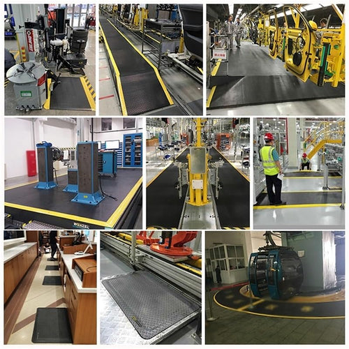 Anti Fatigue Mats Industrial 2/2.5/3 CM Thick Ergonomic Standing Floor Mat for Standing Heavy Duty Commercial Diamond Plate Border Safety Mat Support for Leg Pain