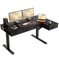 OffiGo Electric L Shaped Standing Desk with 4 Drawers, Height Adjustable Large Desk with Power Outlets, Sit Stand Table, Writing Computer Desk for Home, Office, Workstation