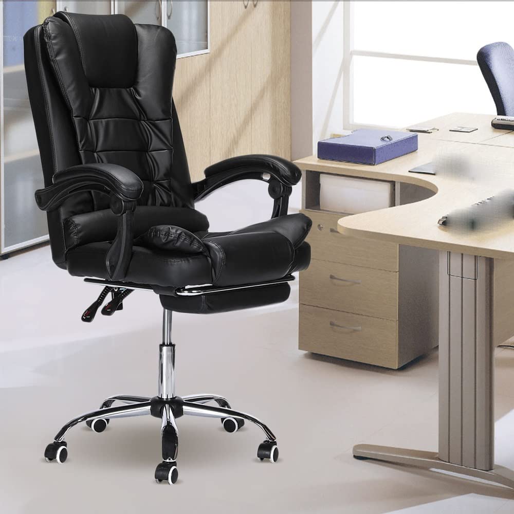 YNBJIL Adjustable Massage Office Chair Reclining High Back Chair Big Tall Leather Ergonomic Swivel Chair with Footrest
