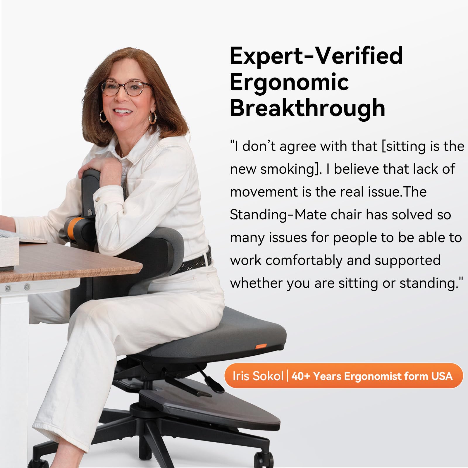 Newtral Standing Desk Chair, 6-in-1 Ergonomic Standing Mate Chair, Adjustable Sit Stand Lean Perch Saddle Stool with Flip Backrest, Dynamic Posture Support & Built-in Anti-Fatigue Design, MT-M-DG