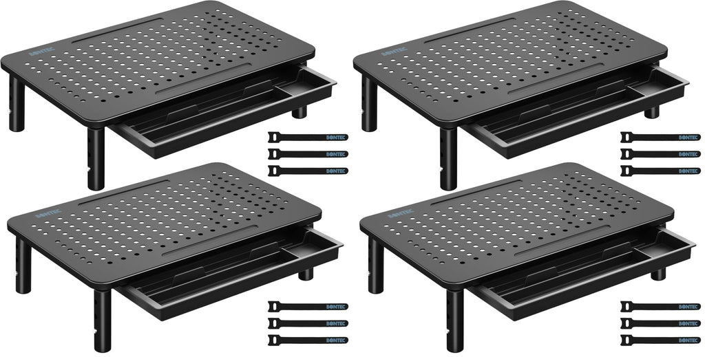 BONTEC 4 Pack Adjustable Monitor Stand Riser with Drawer, Supports 44lbs