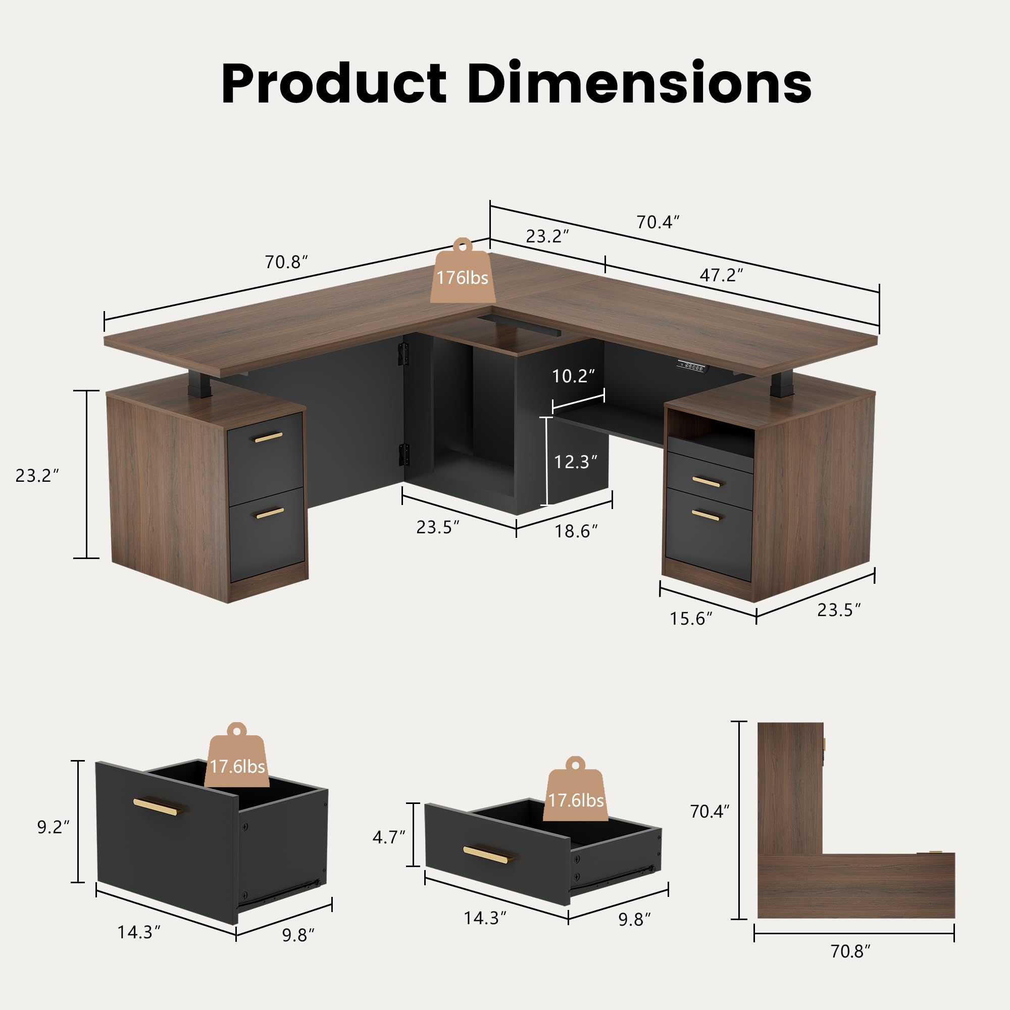 ModernMate 71" L-Shaped Electric Standing Desk with Storage, One-Piece Height Adjustable Executive Stand Up Desk, AC/USB & Privacy Panel, Home Office Workstation with Storage