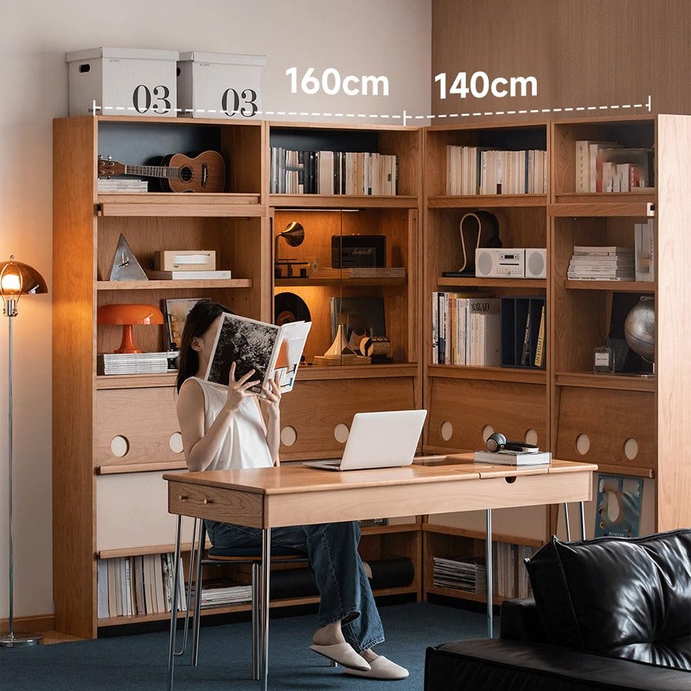 hezhuhe2258 Book Shelf Freely Combinable Bookcase Retro Minimalist Flip-Up Cabinet Display Storage Adjustable Shelves