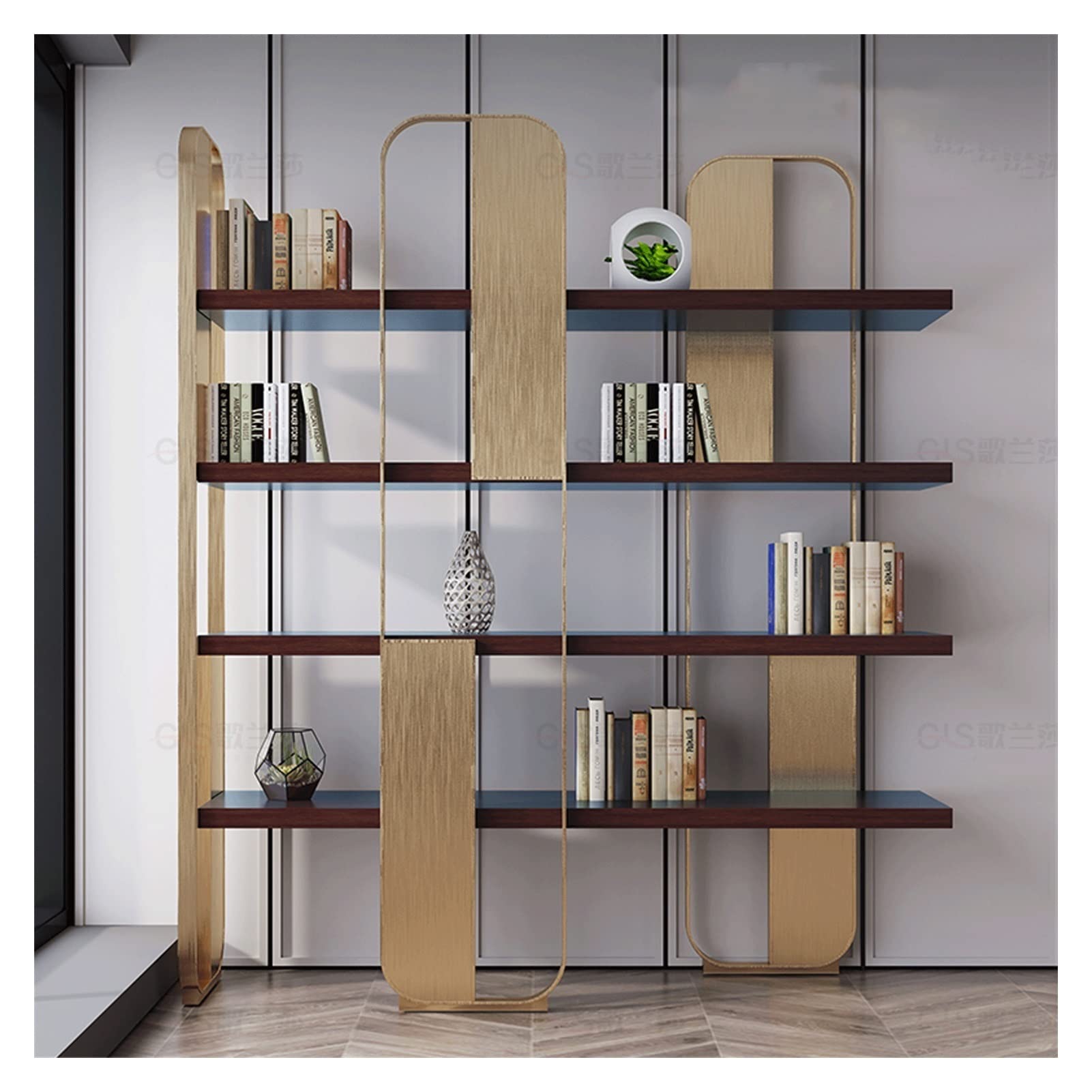 ZCSO Display Cabinet Creative Multi-Layer Shelf Bookshelf Modern Living Room Floor Shelf Simple Stainless Steel Whole Wall Storage Display Rack Room Organizers and Storage