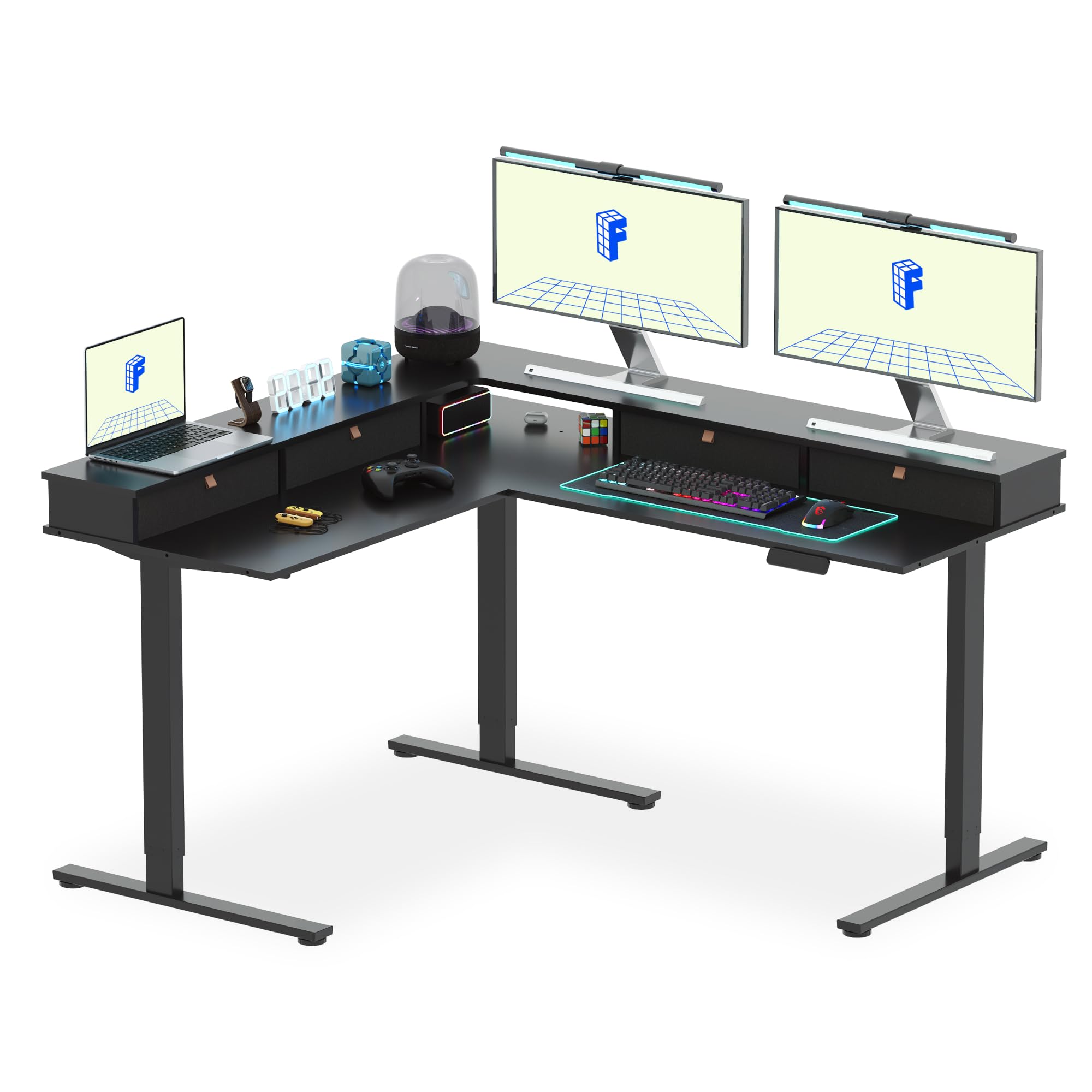 FLEXISPOT L-Shaped Height-Adjustable Corner Standing Desk