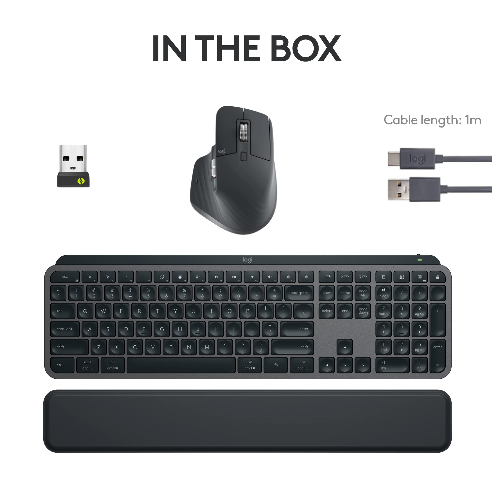 Logitech MX Keys S Combo - Performance Wireless Keyboard and Mouse with Palm Rest, Customizable Illumination, Fast Scrolling, Bluetooth, USB C, for Windows, Linux, Chrome, Mac, Pack of 4