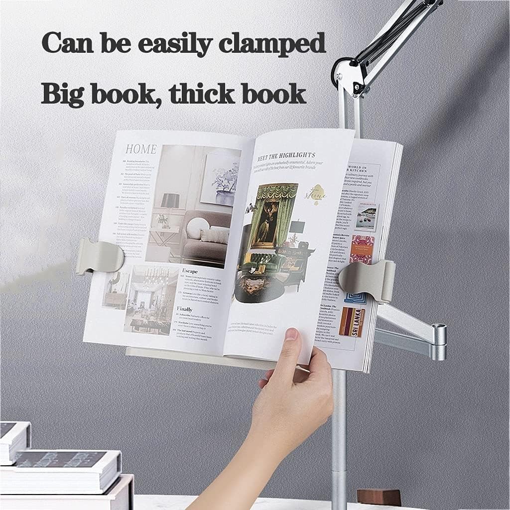 Yuidaaavzz Book Holder for Reading in Bed, Adjustable Handsfree Reading, Tablet Floor Stand with Wheels, Sheet Music Stand, for TextBooks,Magazines