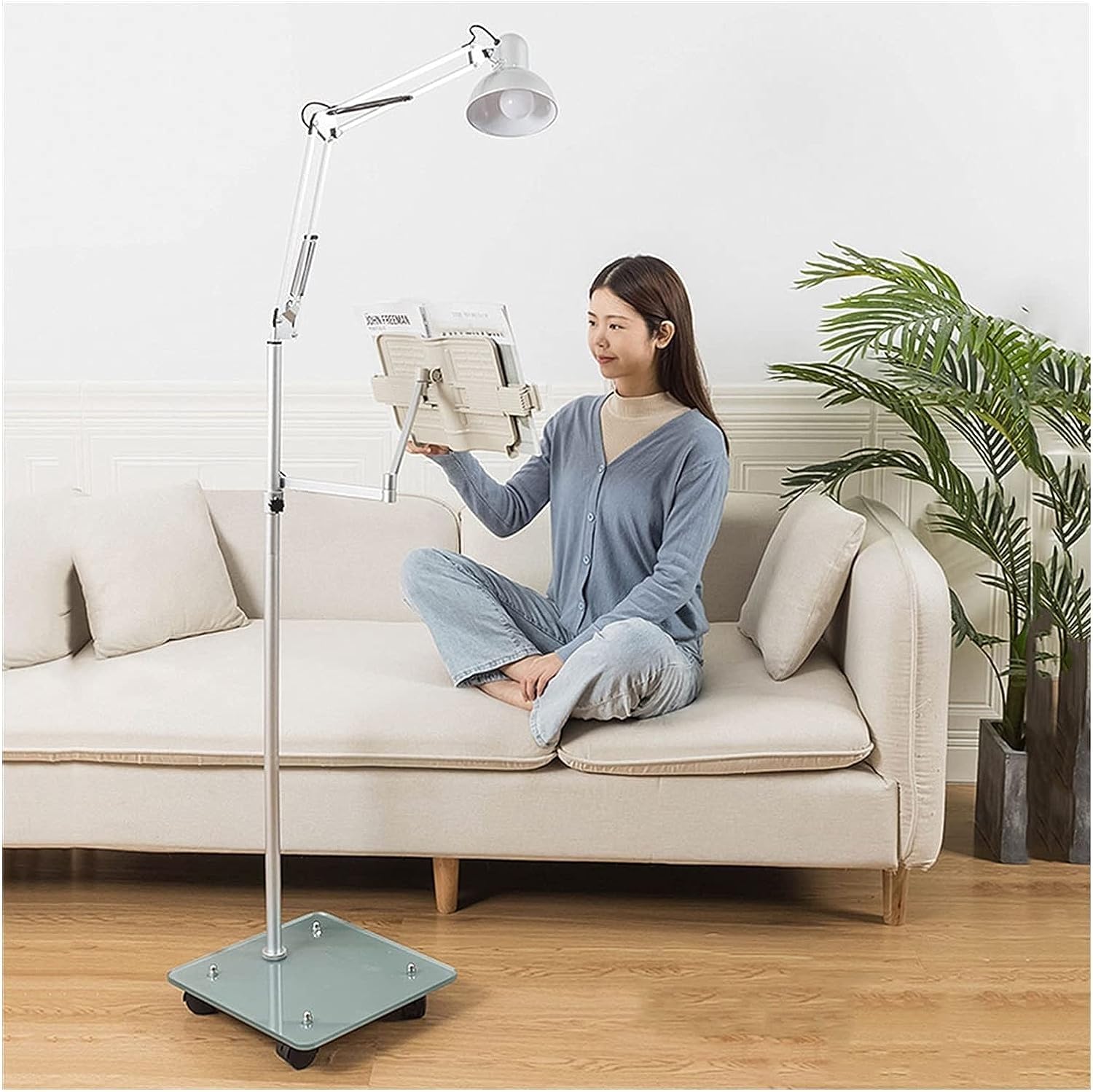 Yuidaaavzz Book Holder for Reading in Bed, Adjustable Handsfree Reading, Tablet Floor Stand with Wheels, Sheet Music Stand, for TextBooks,Magazines