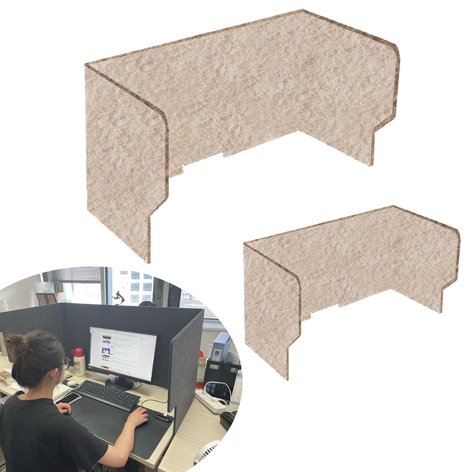 Freestanding Acoustic Desk Dividers Desk Panel,Panel, 2 Pcs Classroom Desktop Privacy Panel, Reduce Noise and Visual Distractions with This Lightweight Desk Mounted Privacy Panel (Color : Dark Camel
