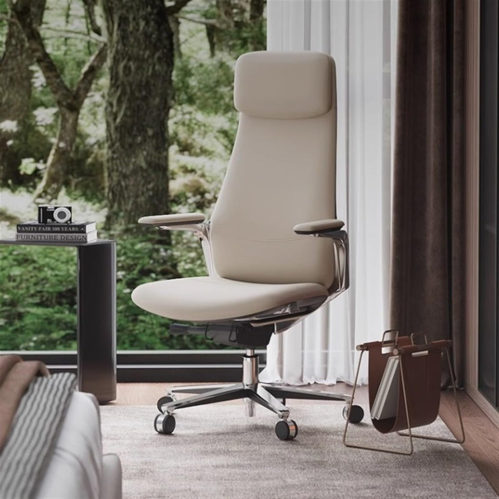 Office Chair Leather High Back Home Desk Chair for Adult Working Study Desk Chair with Padded Flip-up Arms Adjustable Swivel Rolling Ergonomic Executive Office Chair Computer Chair