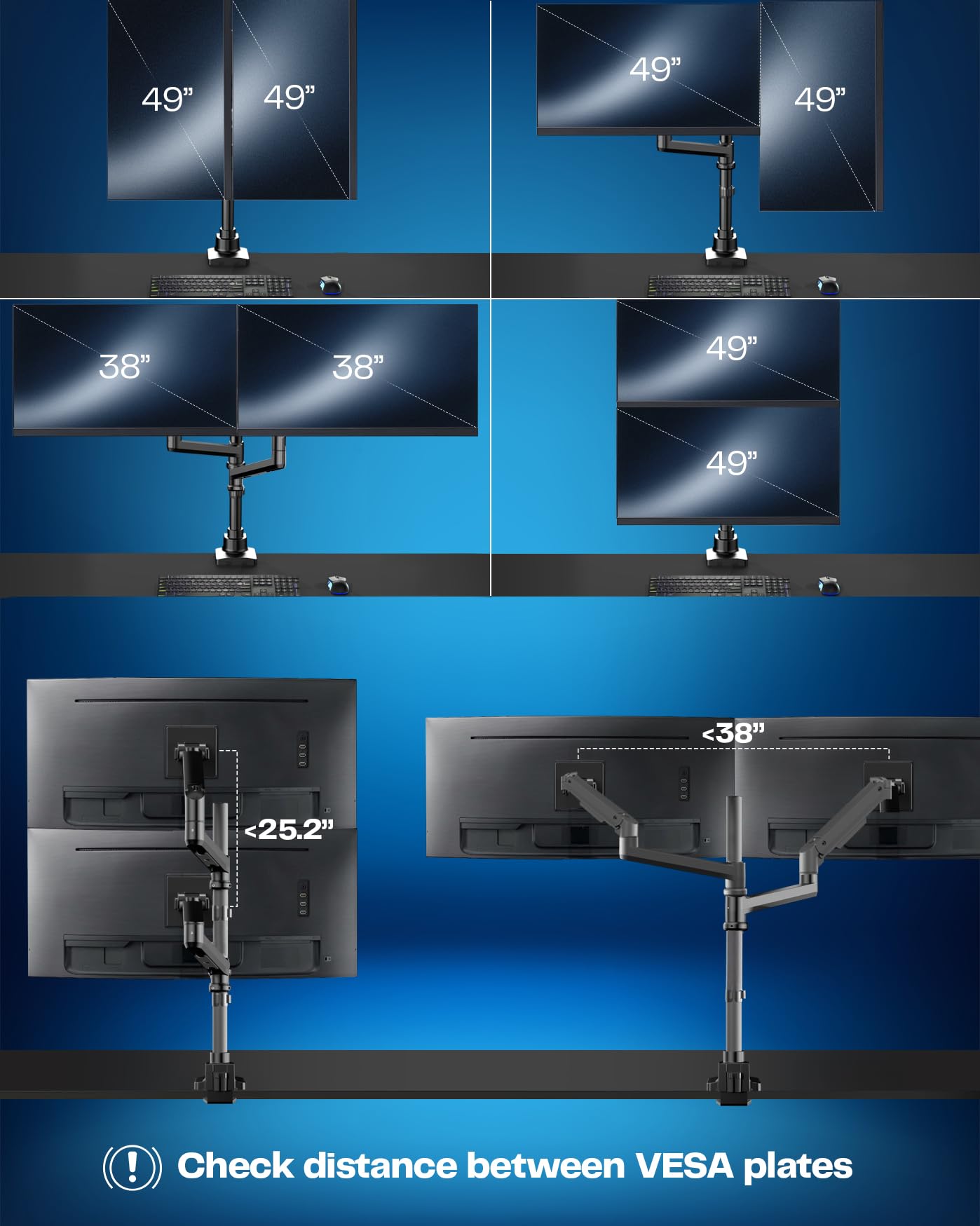 VIVO Pneumatic Arm Single Ultrawide Monitor Extra Tall Desk Mount