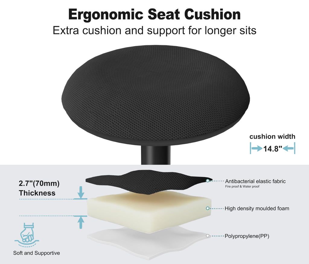 ERGO COLLECT Adult Wobble Stool - Anti-Fatigue Standing Desk Stool with 360° Rocking Non-Slip Curved Base, Height Adjustable 22-32 Inch Standing Chair for Home & Office,Faux Marble