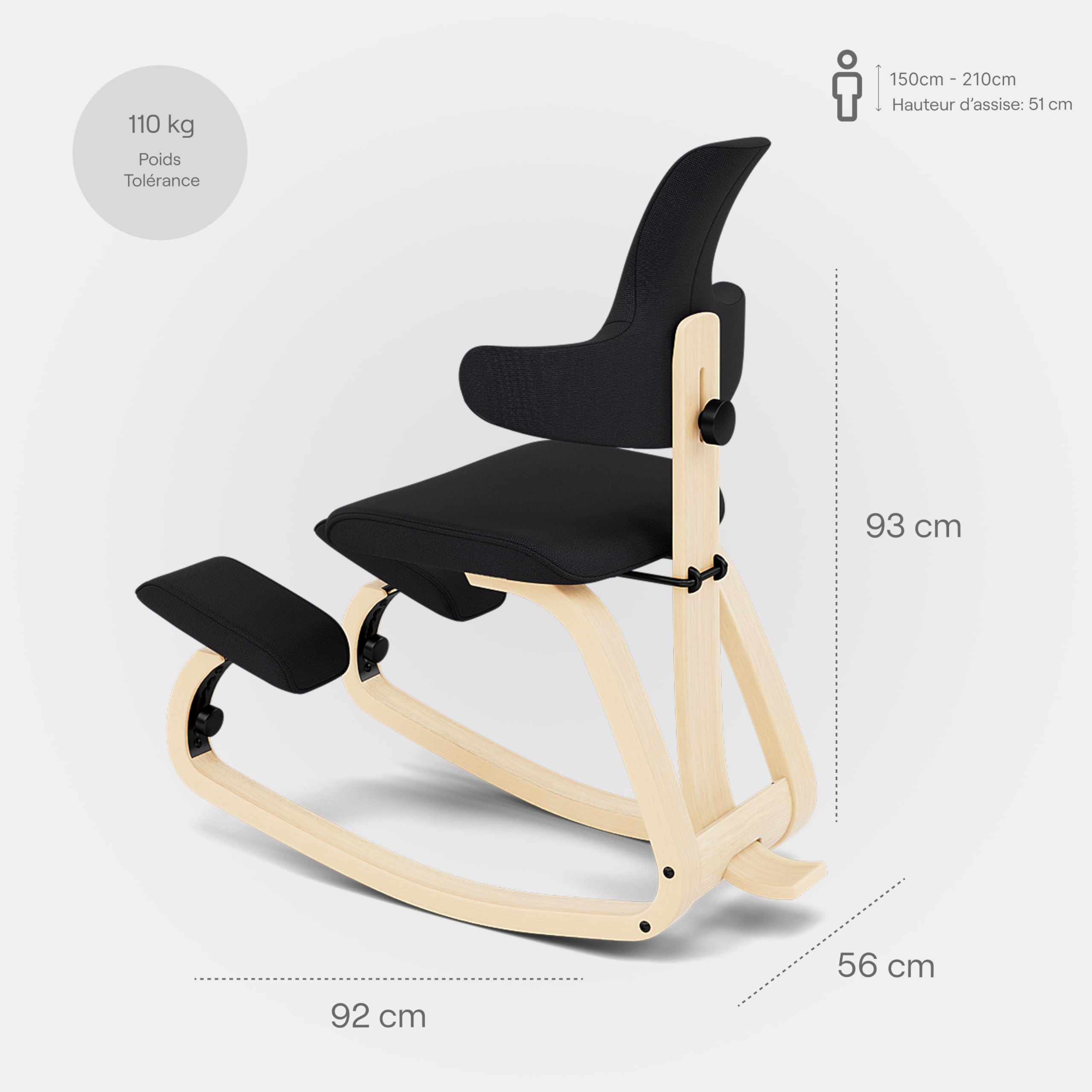 Varier ThatSit Balans Adjustable Ergonomic Kneeling Chair with Backrest, 10-Year Warranty, Designed by Peter Opsvik