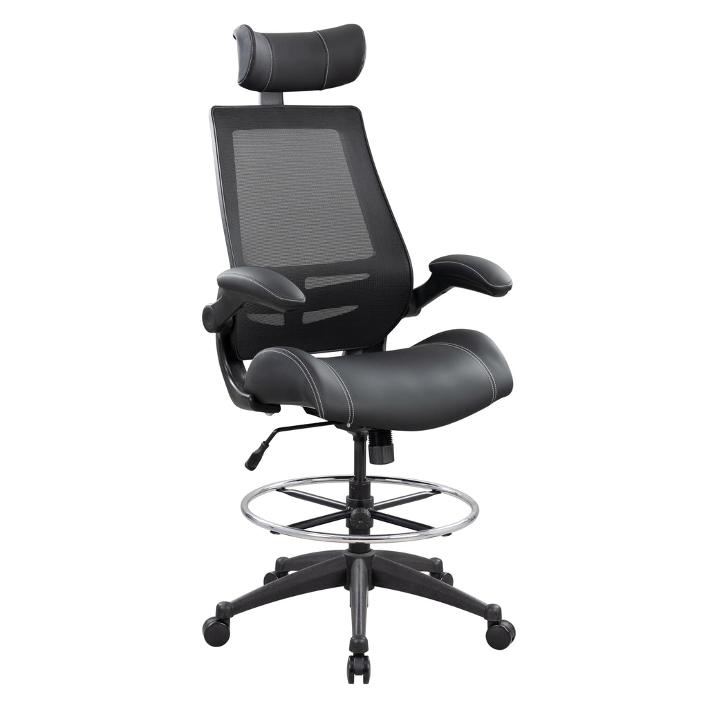 BOLISS 400lbs High Back Computer Office Drafting Chair Flip up Armrests Lumbar Support Adjustable Big Footrest Ring