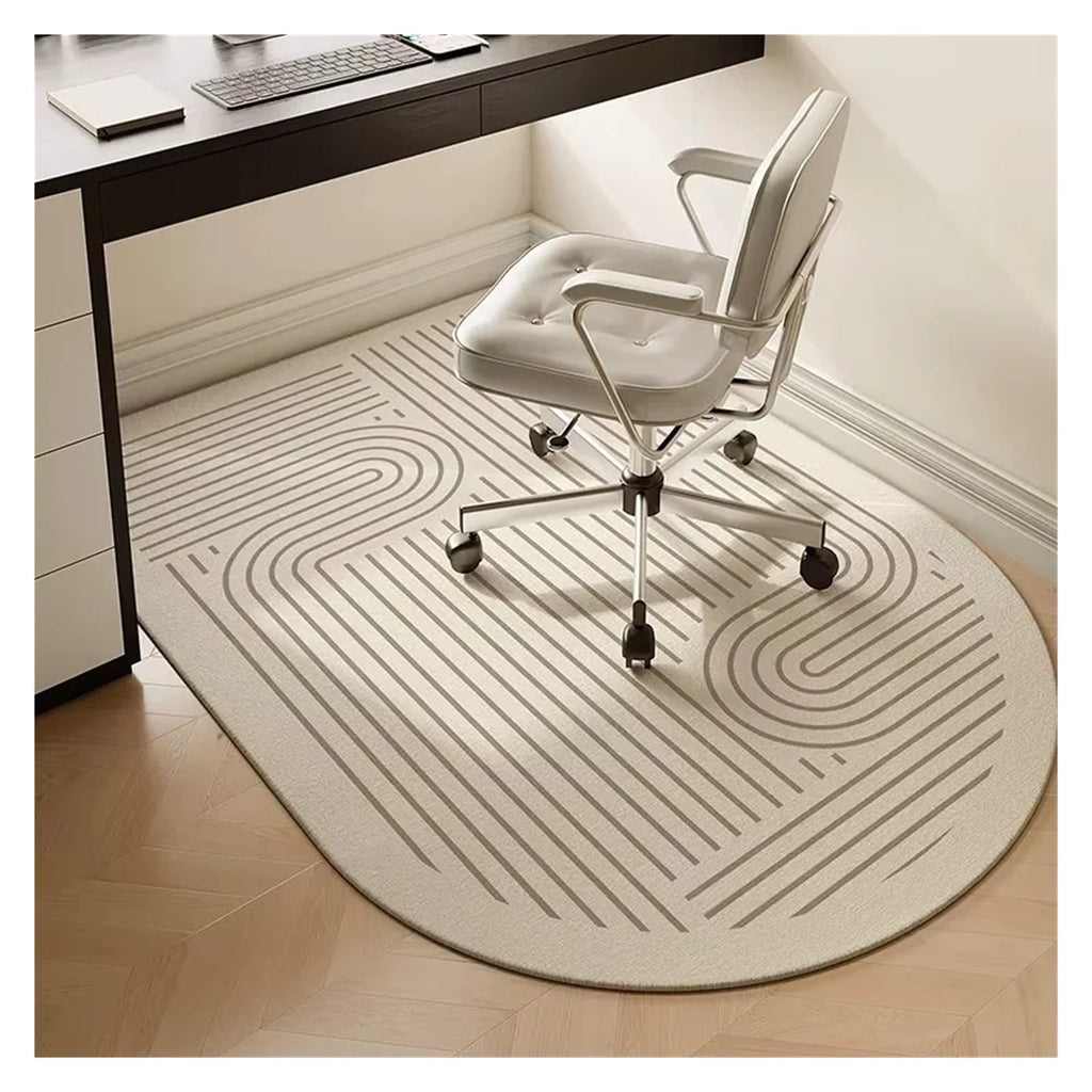 Chair Floor Mat Study Bedroom Non-Slip Home Carpet Beige Striped Rug Living Room Swivel Chairs Area Rugs for Hardwood Floor、Tile Floor